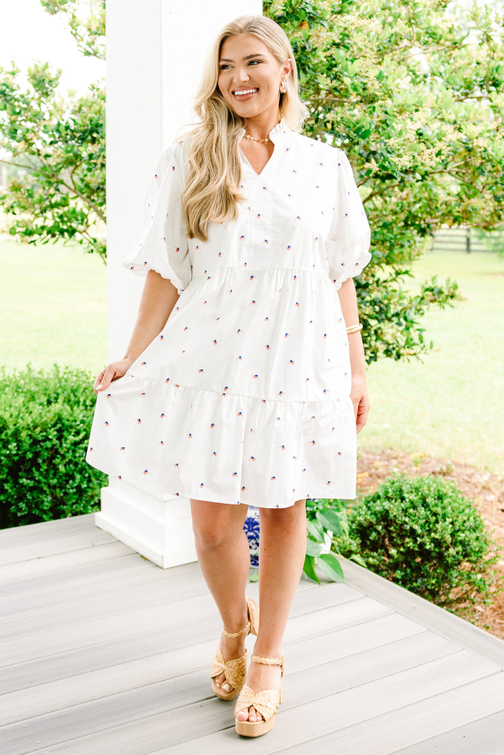 Stars And Stripes Dress, White
