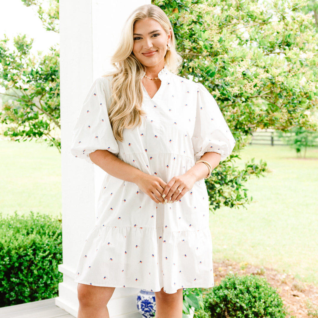 Stars And Stripes Dress, White
