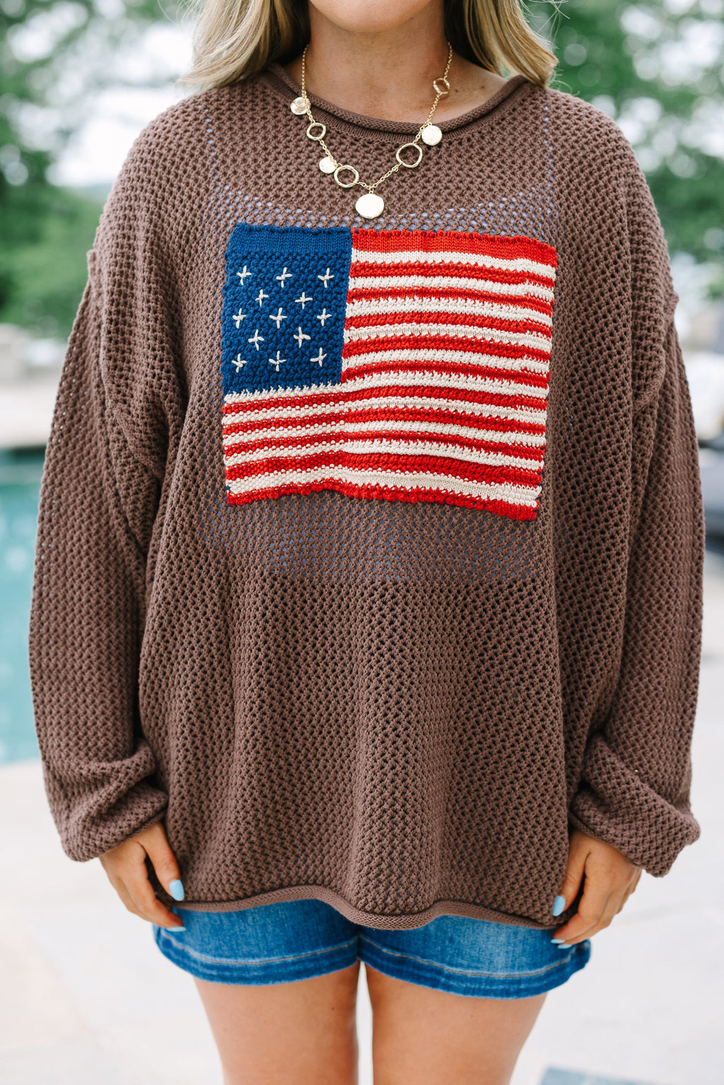 Stars and Stripes Sweater, Brown