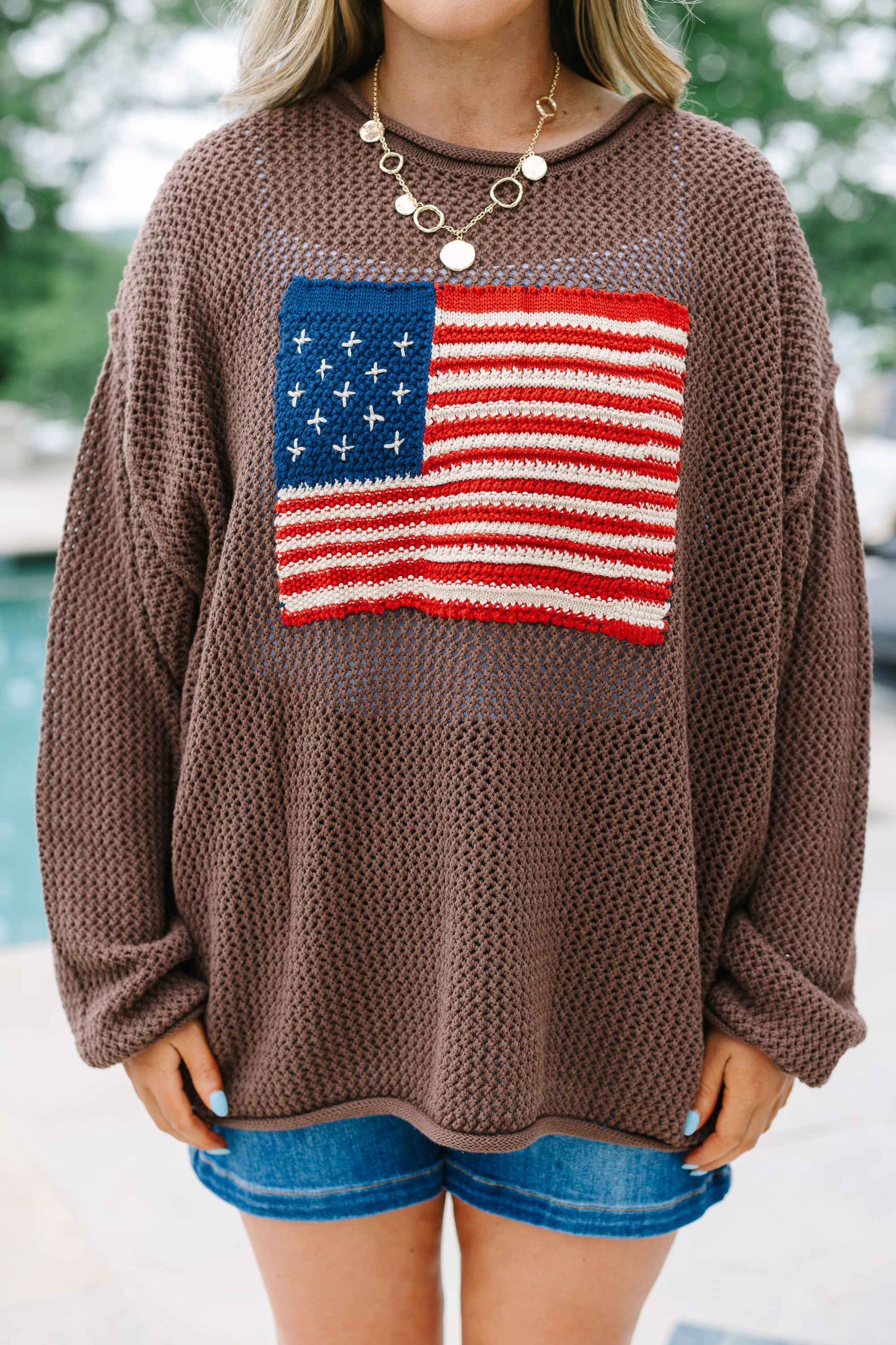 Stars and Stripes Sweater, Brown