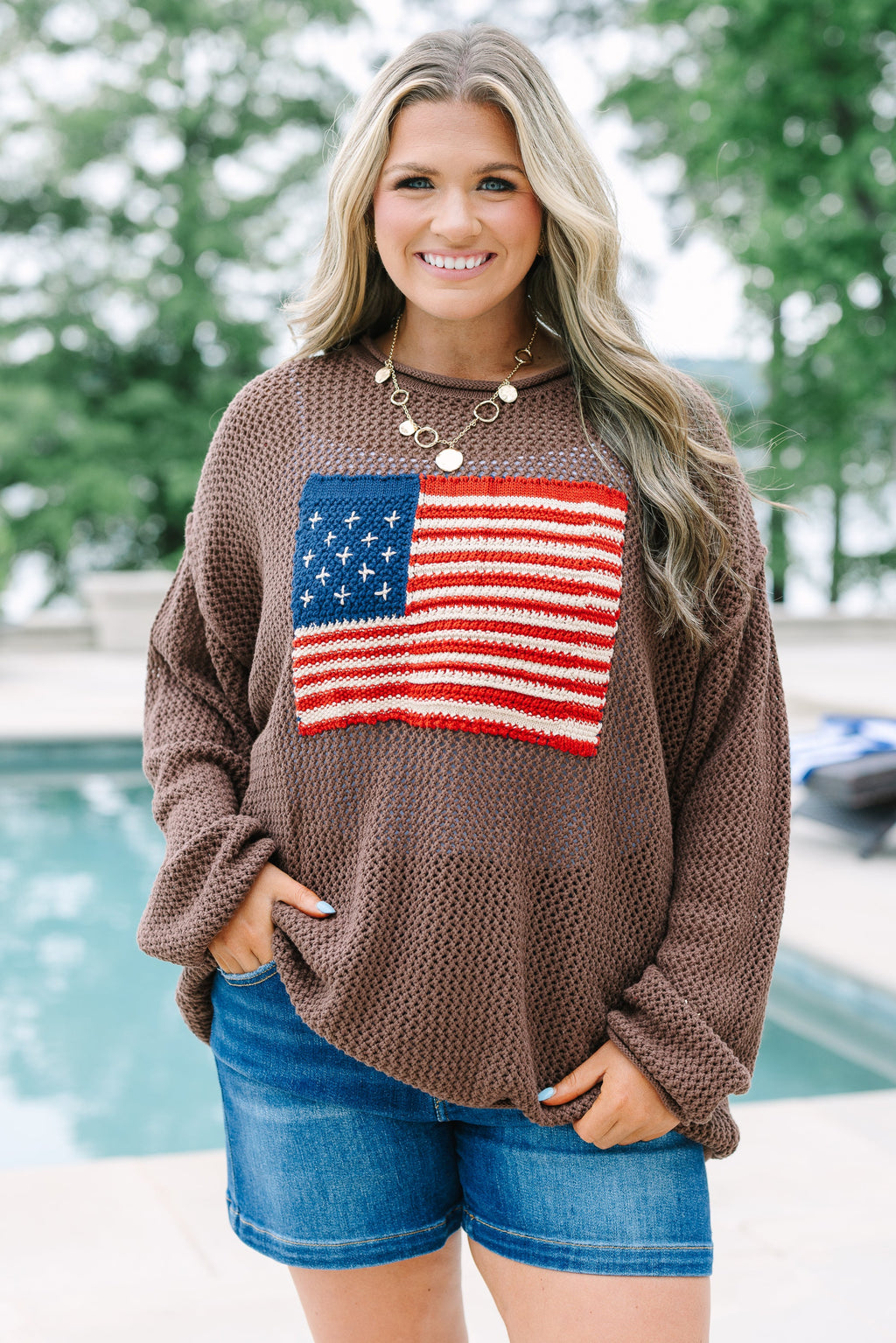 Stars and Stripes Sweater, Brown