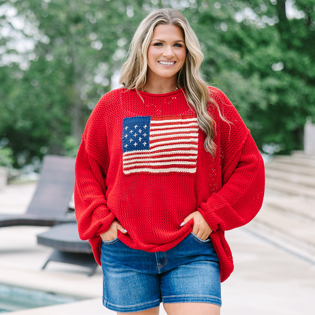 Stars and Stripes Sweater, Ruby