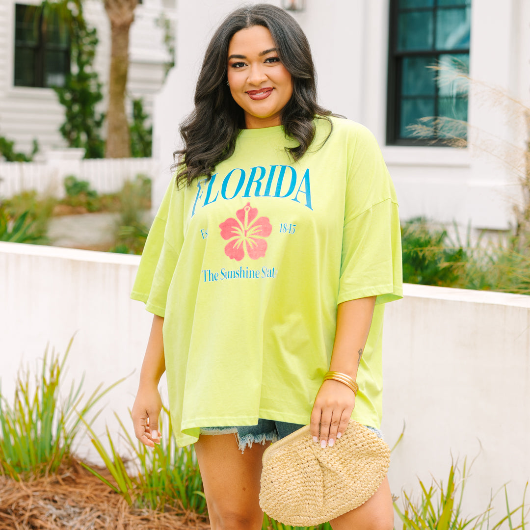 State of Florida Boyfriend Tee, Neon Lime