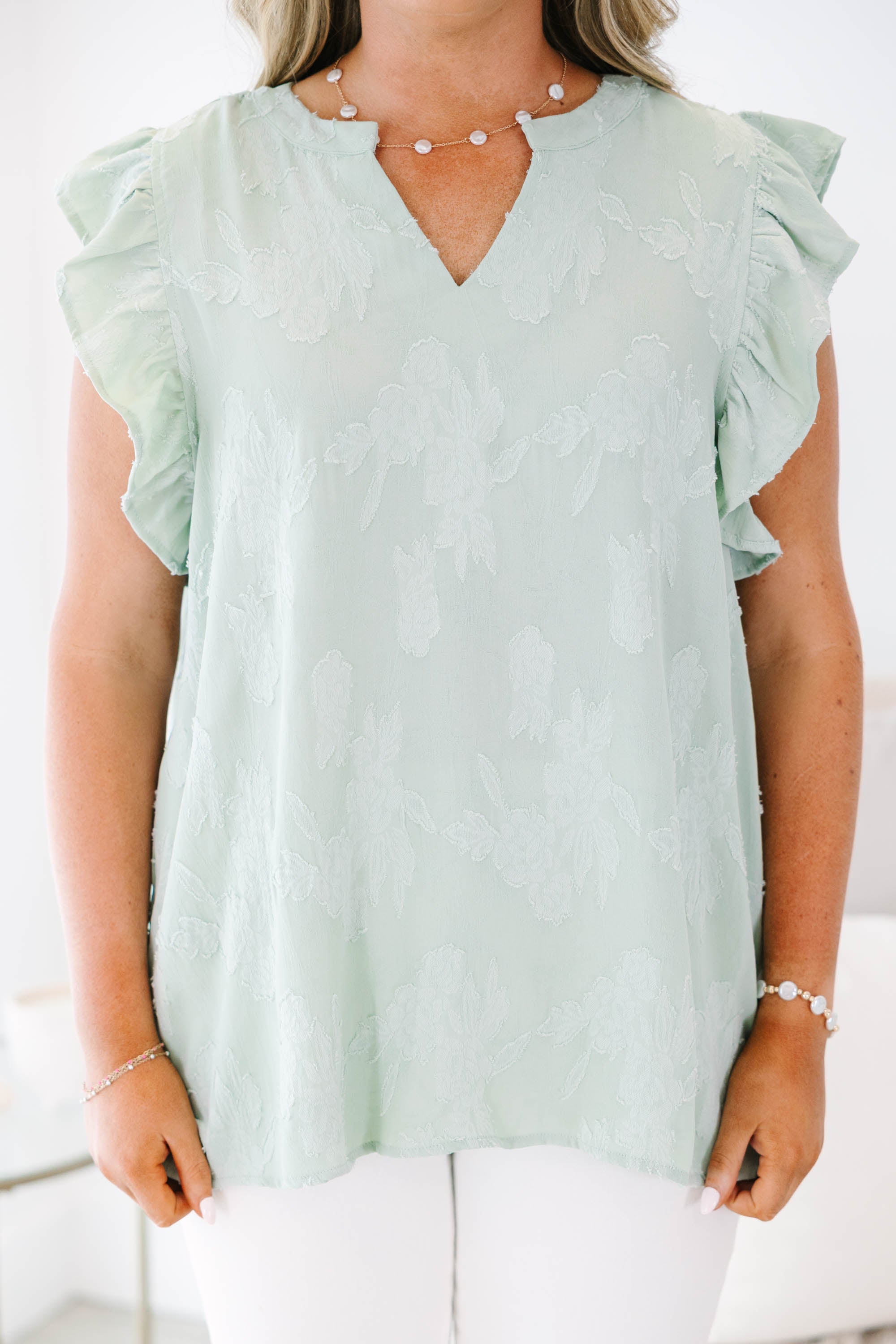 Stay Awhile Top, Sage Floral