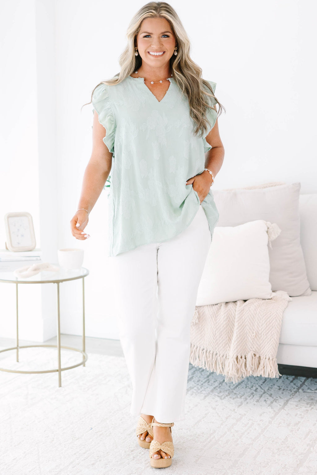 Stay Awhile Top, Sage Floral