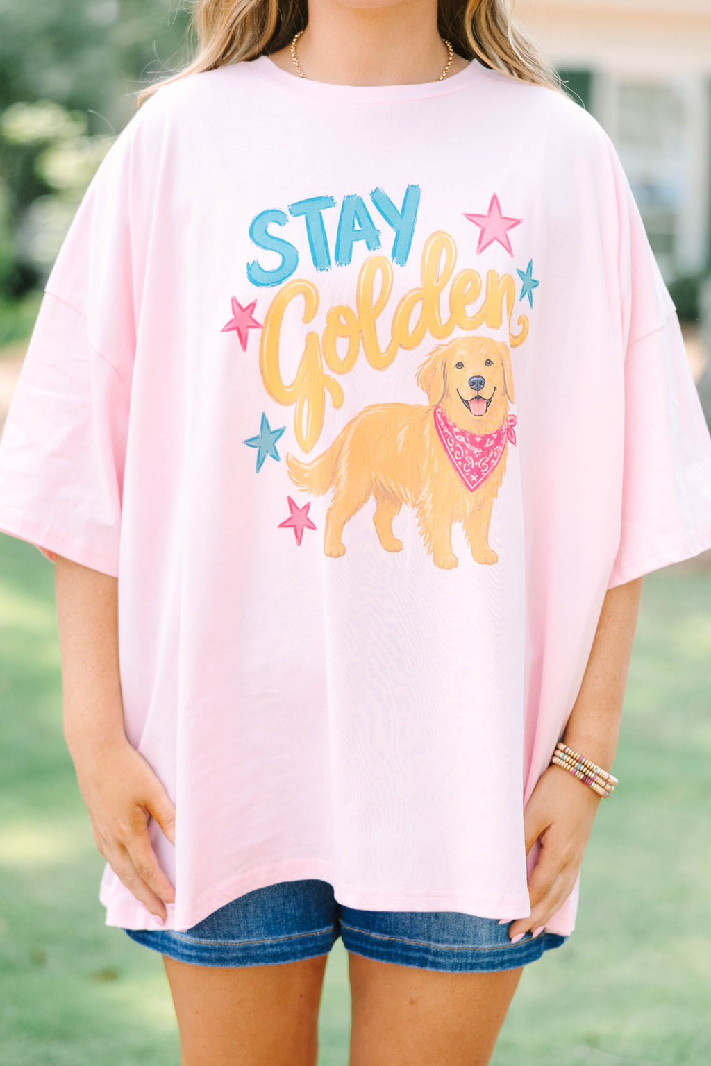 Stay Golden Girl Boyfriend Tee, Dusty Pink