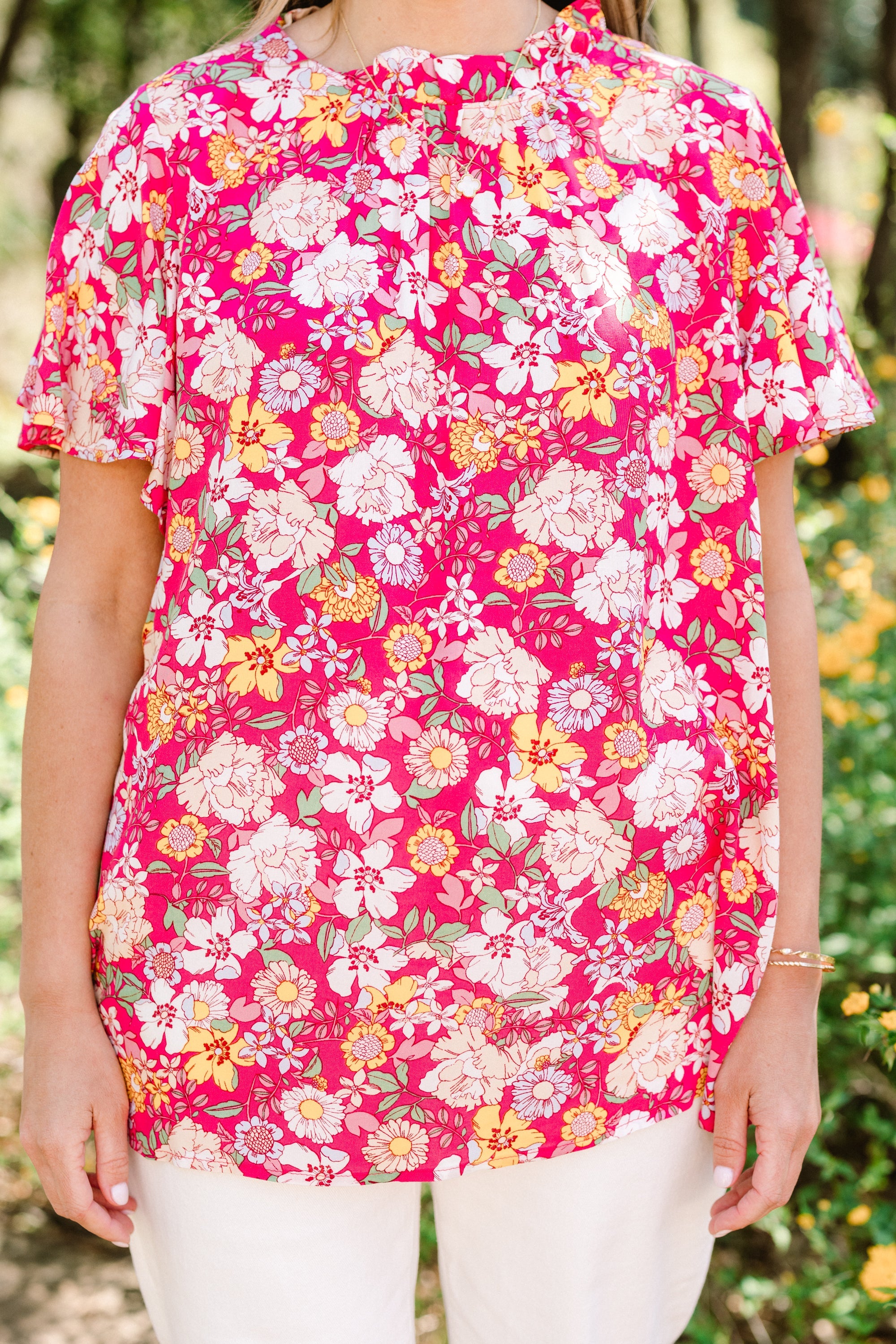 Staying Quiet Top, Fuchsia