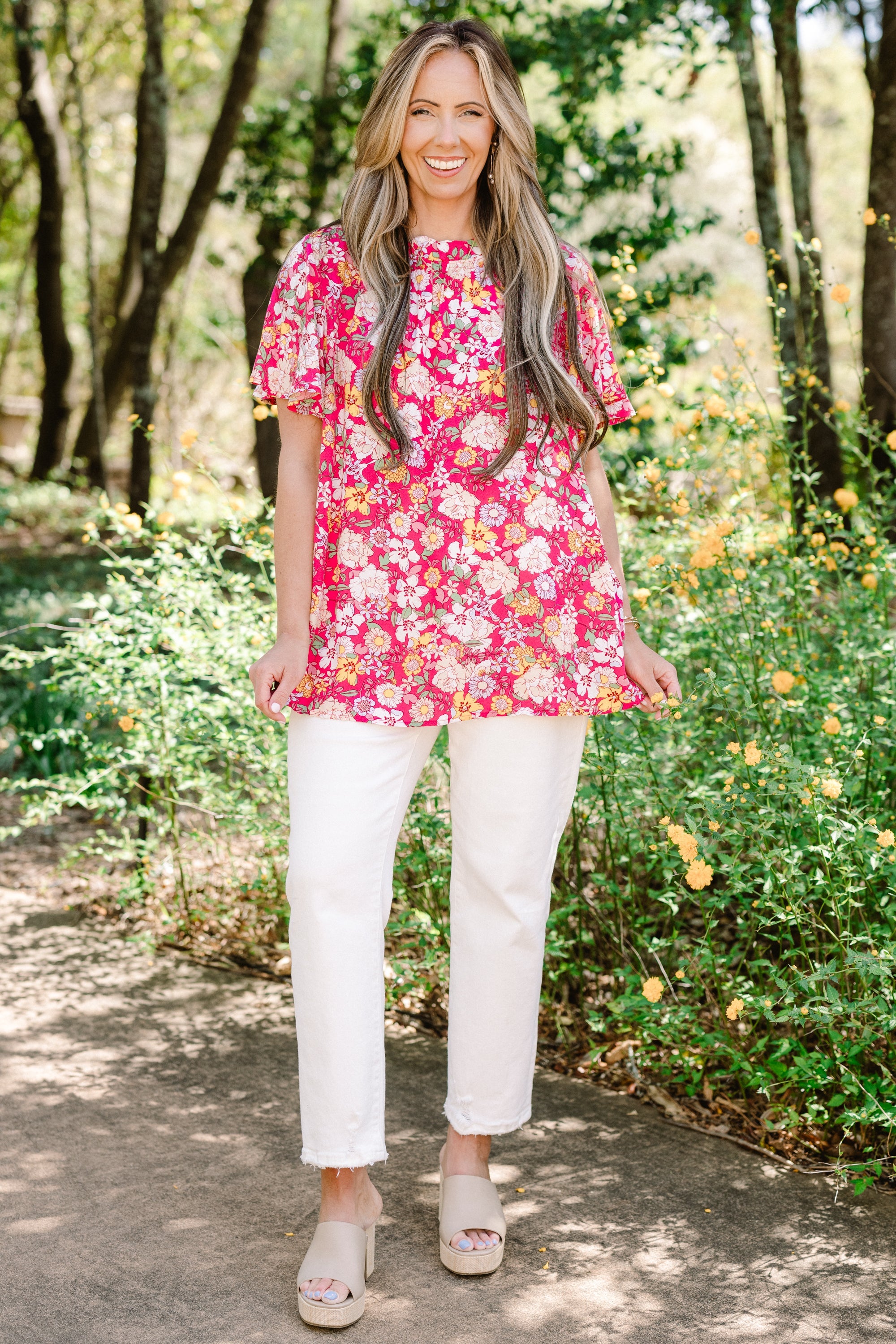 Staying Quiet Top, Fuchsia