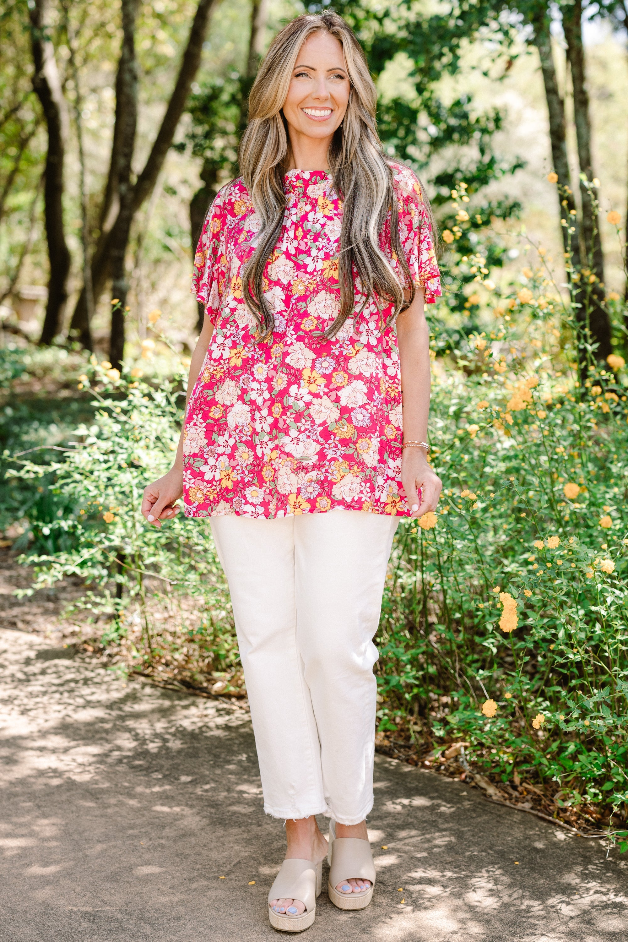 Staying Quiet Top, Fuchsia