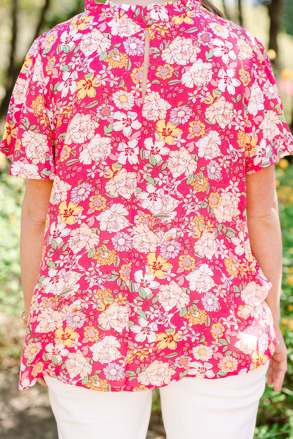 Staying Quiet Top, Fuchsia