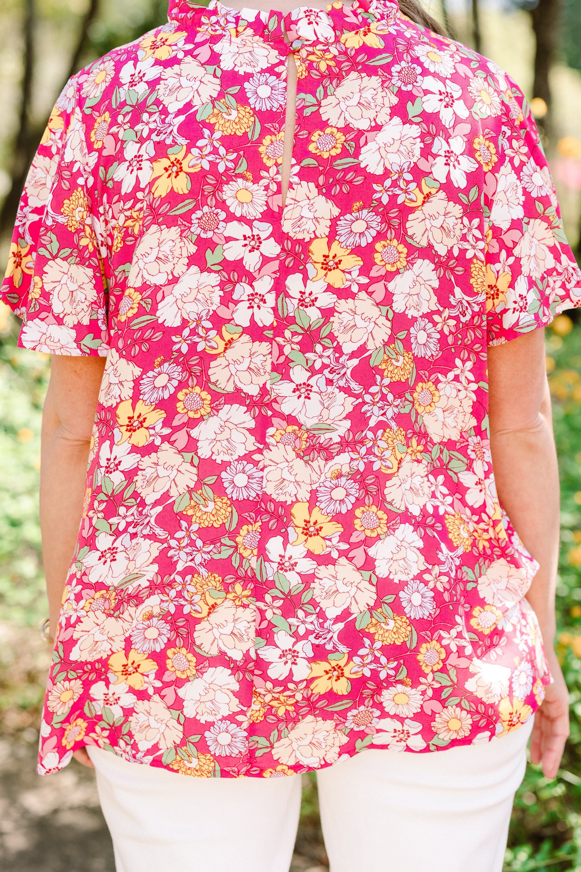 Staying Quiet Top, Fuchsia