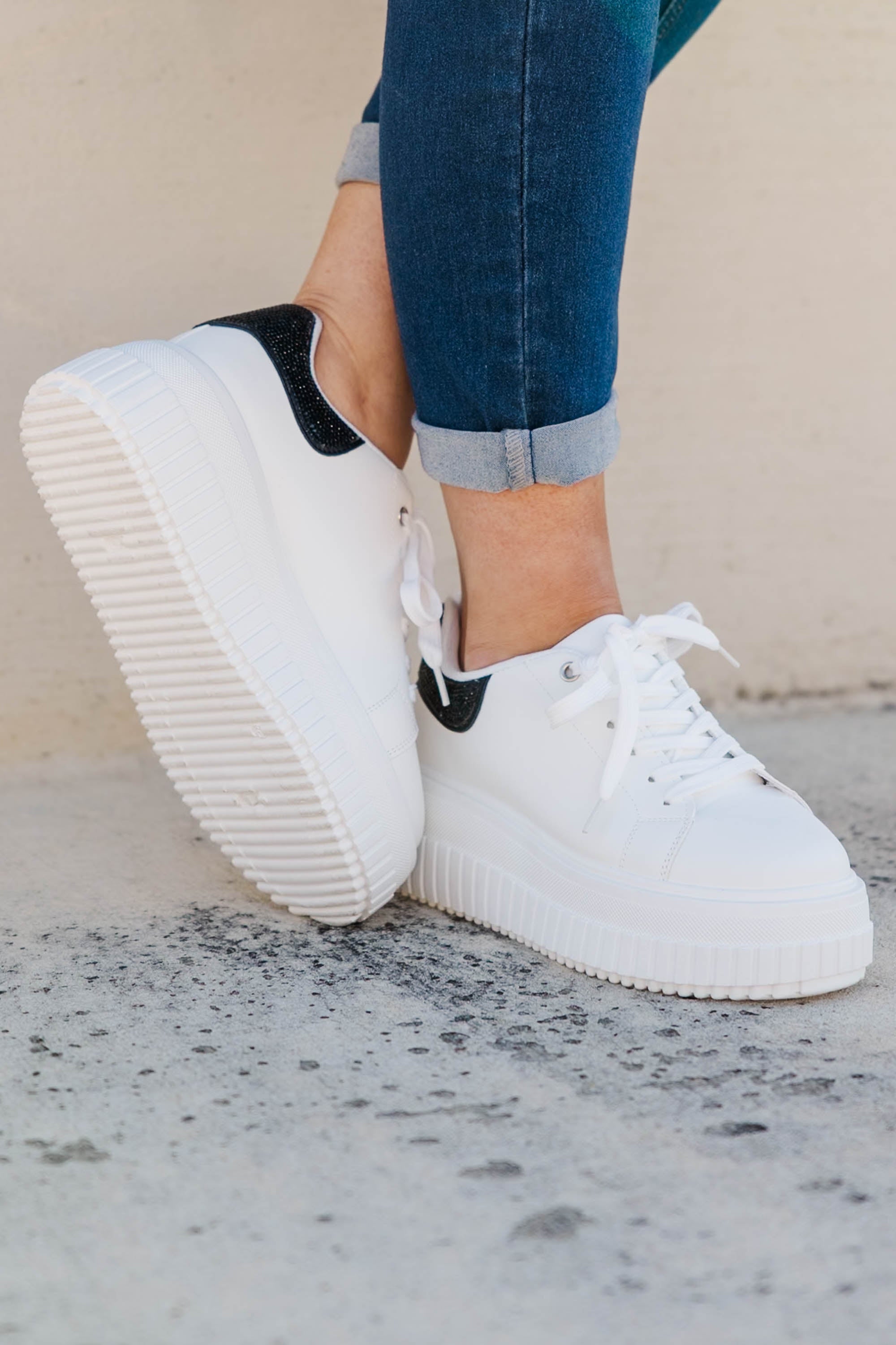 Step and Sparkle Shoes, White-Black