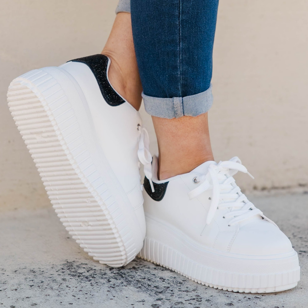 Step and Sparkle Shoes, White-Black
