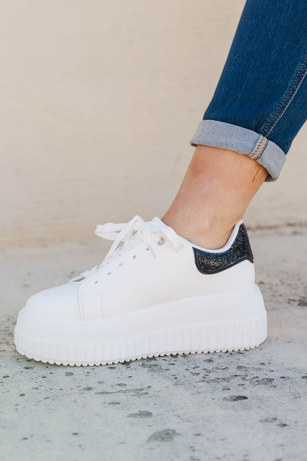 Step and Sparkle Shoes, White-Black