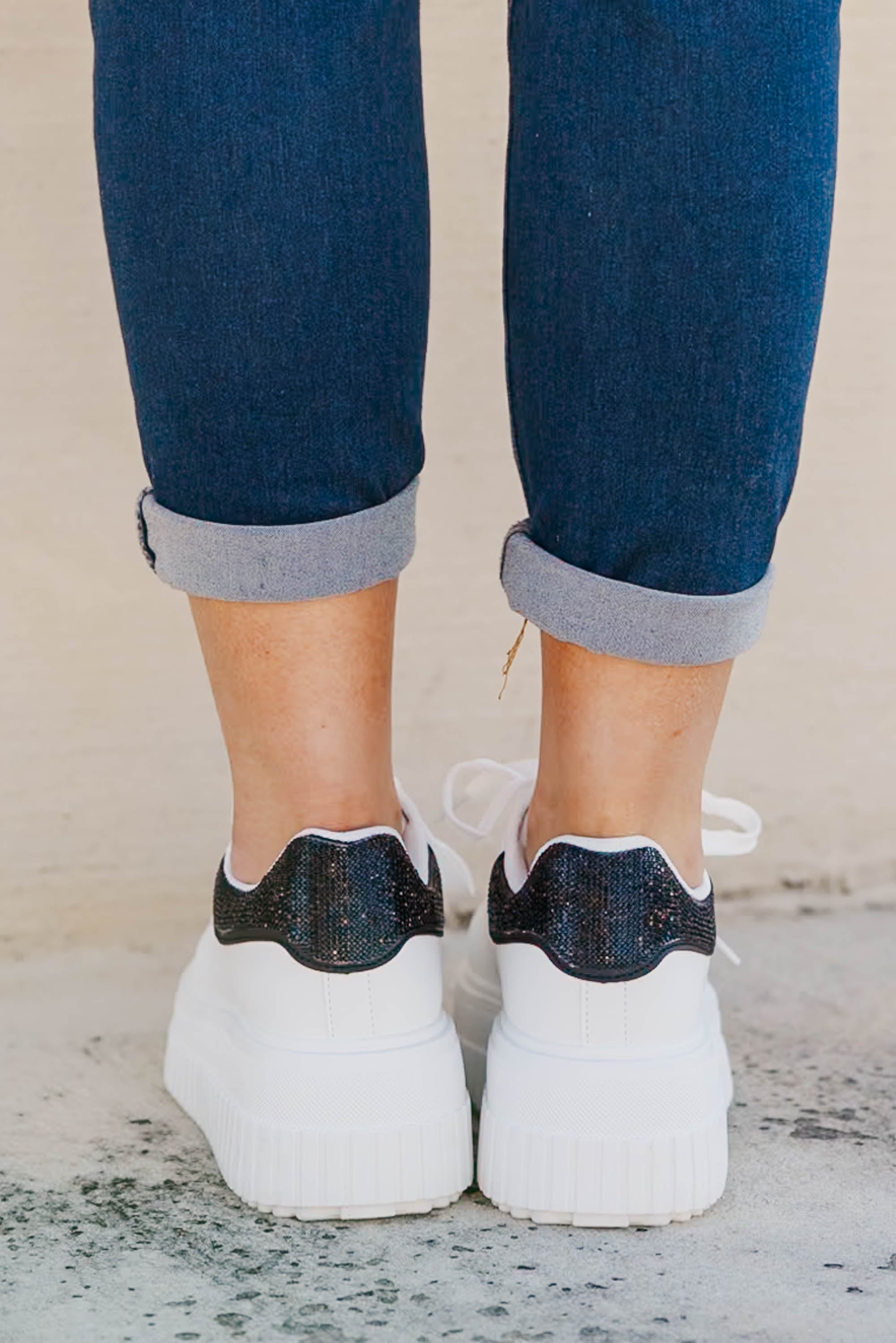 Step and Sparkle Shoes, White-Black