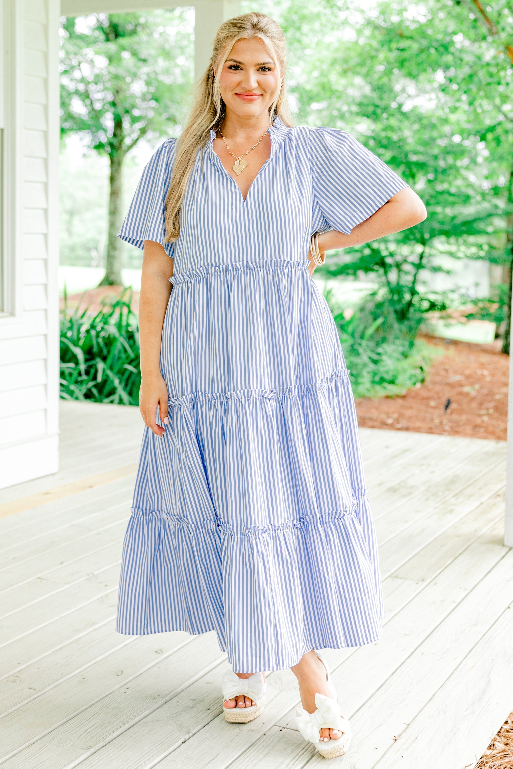 Straight Shot Dress, Blue Stripe