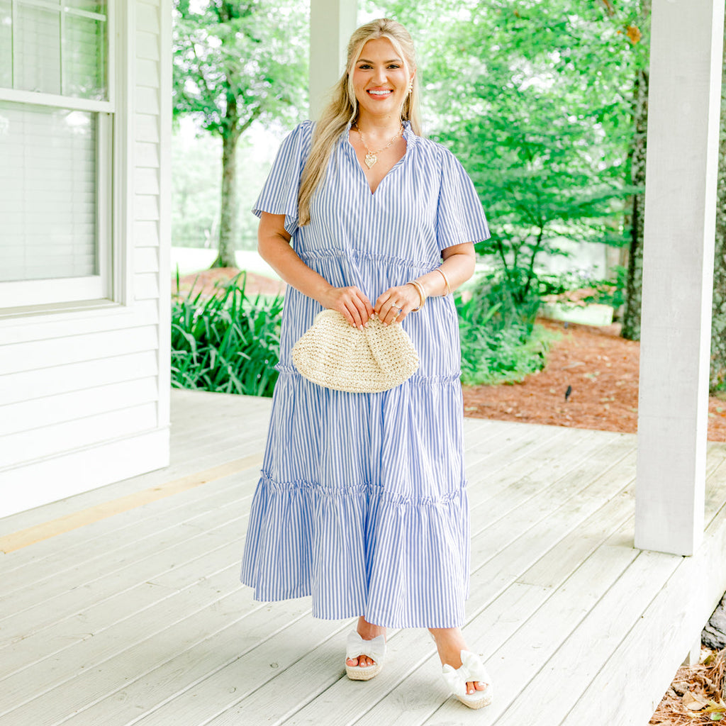 Straight Shot Dress, Blue Stripe