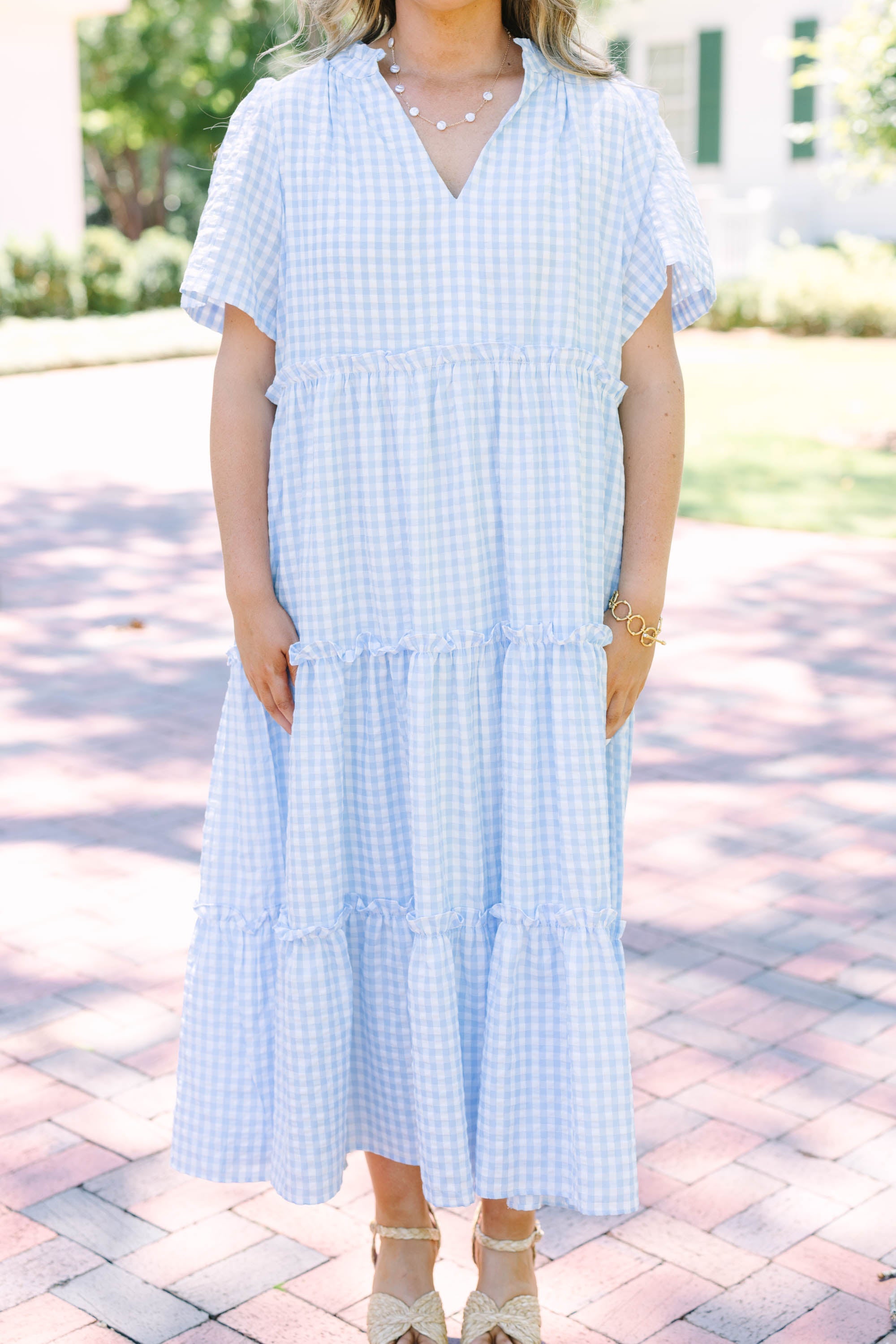 Straight Shot Dress, Baby Blue Gingham