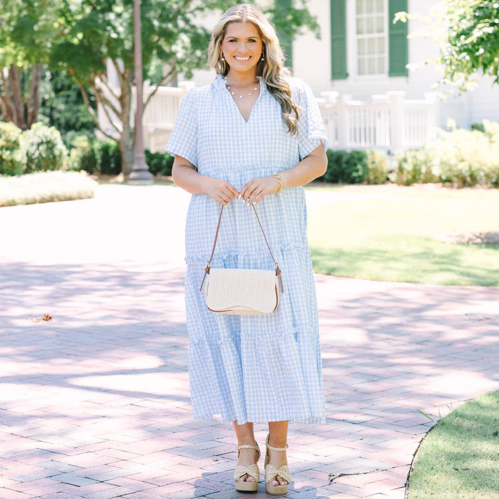 Straight Shot Dress, Baby Blue Gingham