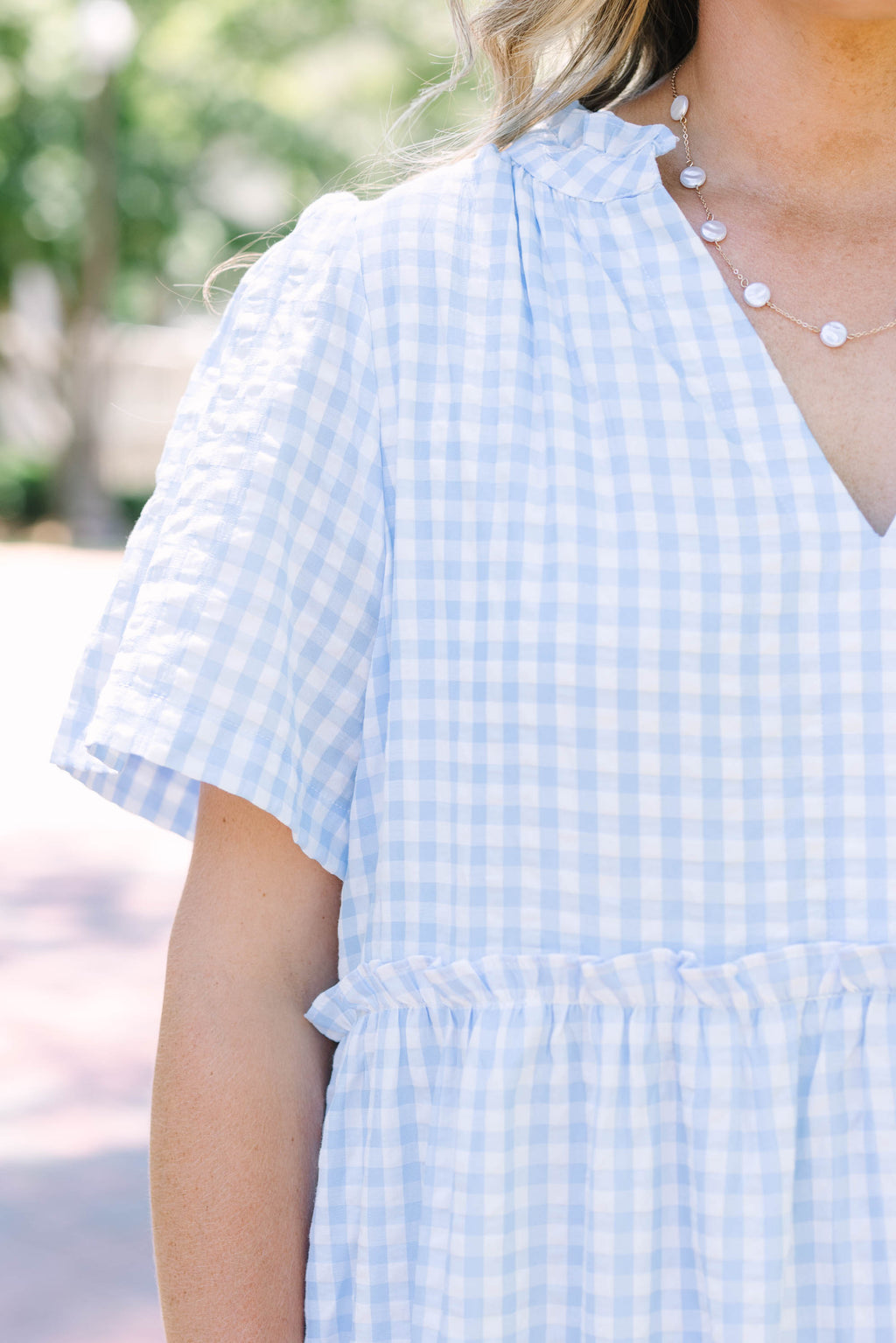 Straight Shot Dress, Baby Blue Gingham