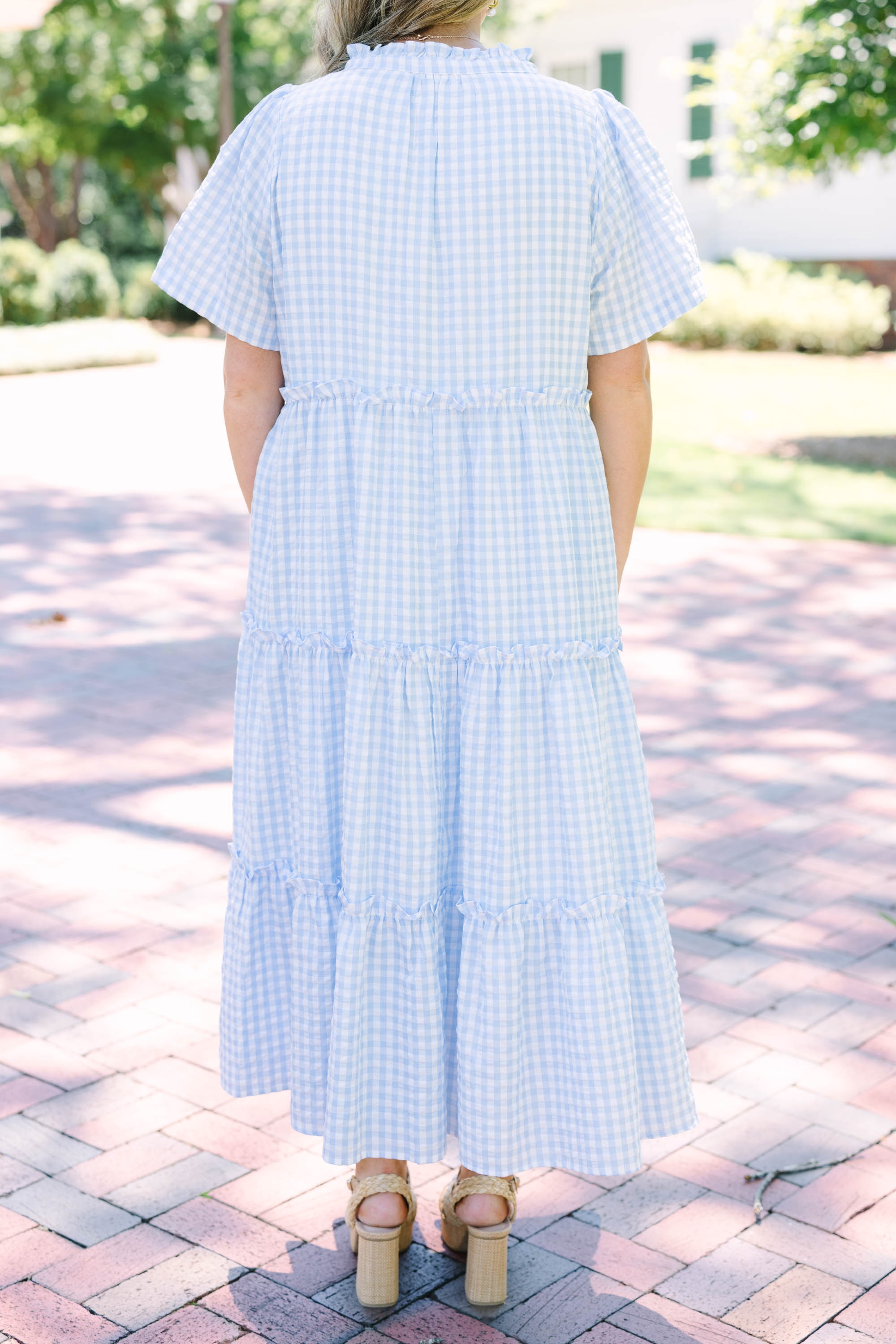 Straight Shot Dress, Baby Blue Gingham