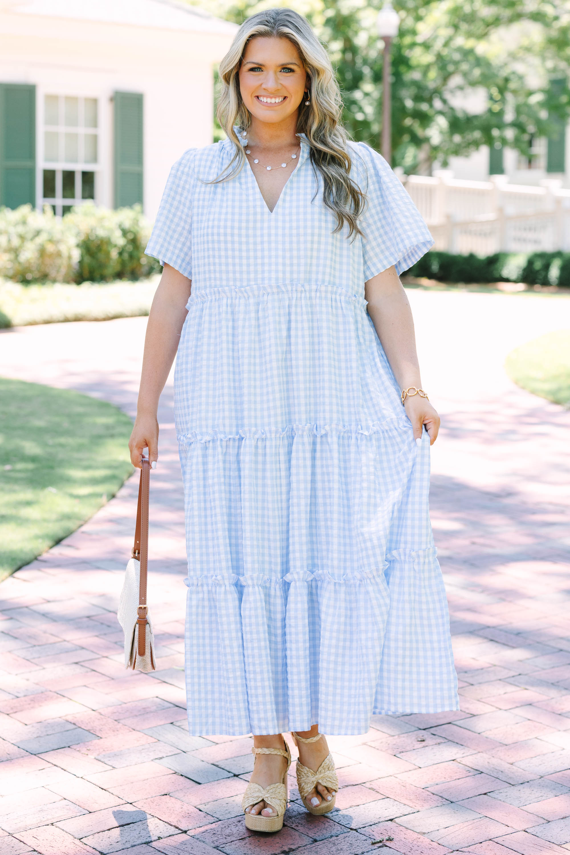Straight Shot Dress, Baby Blue Gingham