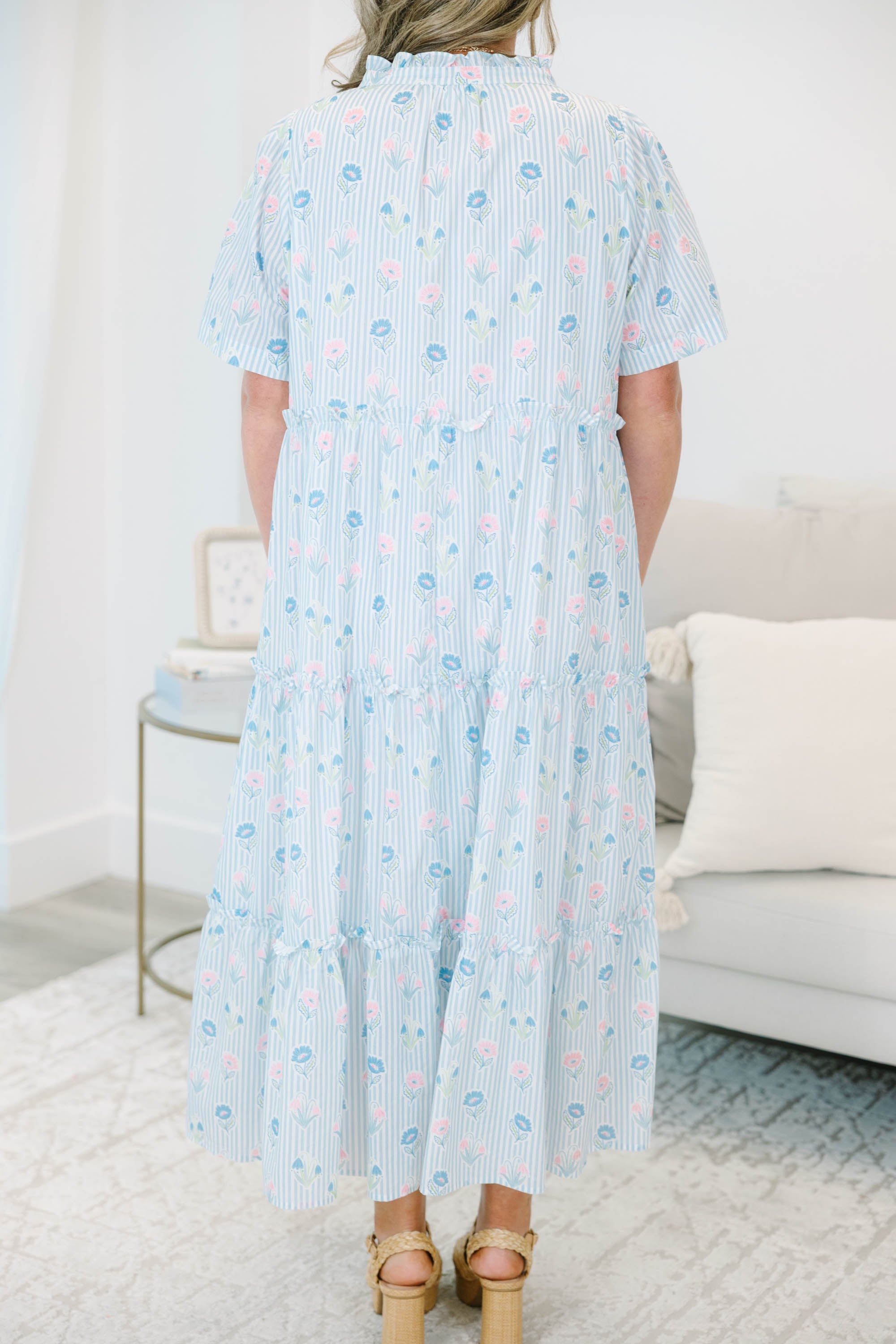 Straight Shot Dress, Baby Blue Stripe