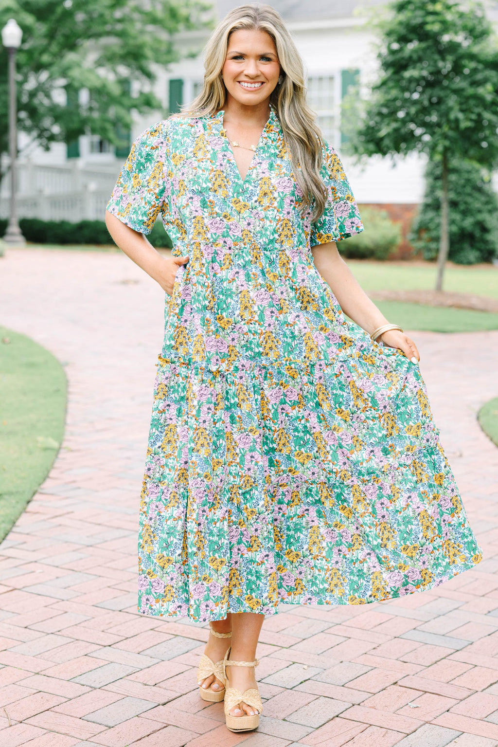 Straight Shot Dress, Cream Floral
