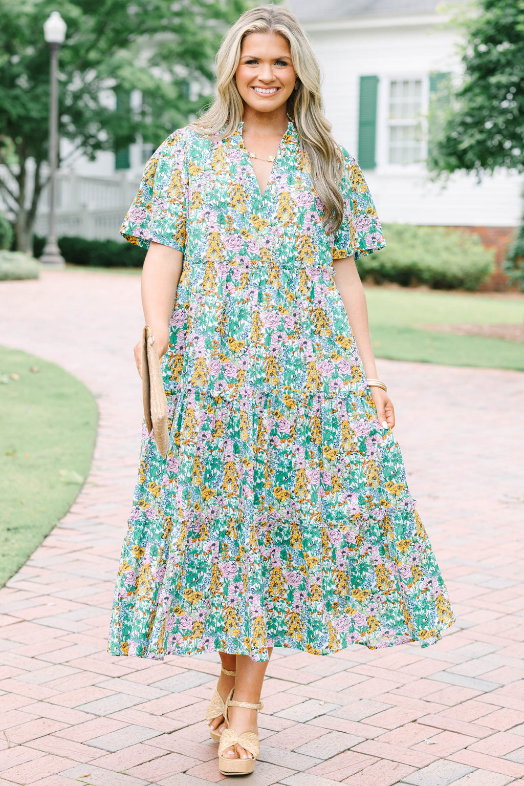 Straight Shot Dress, Cream Floral