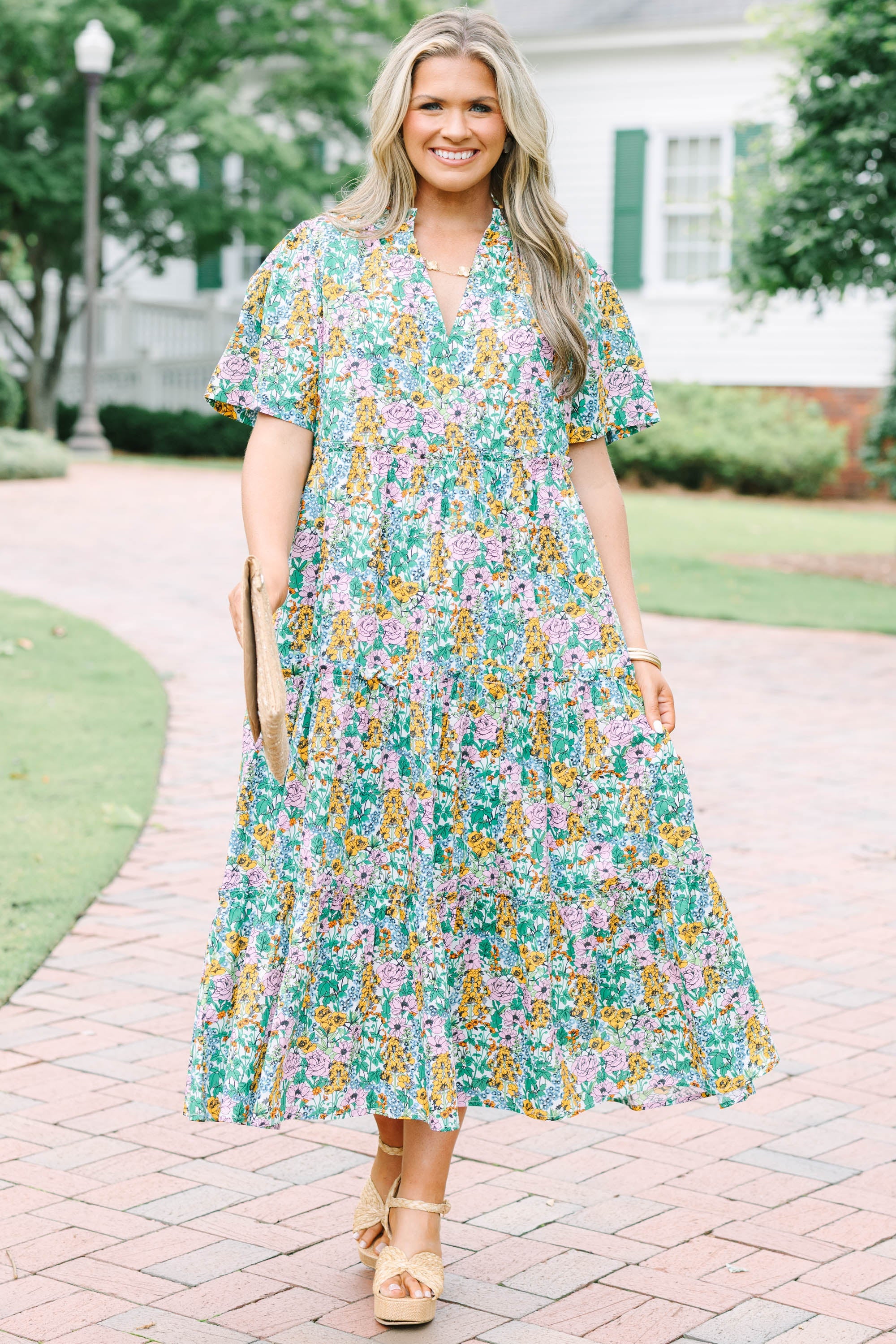 Straight Shot Dress, Cream Floral