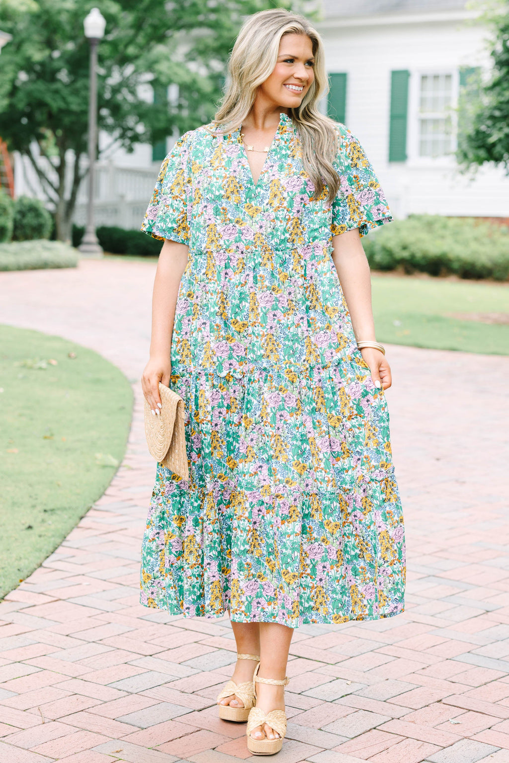 Straight Shot Dress, Cream Floral