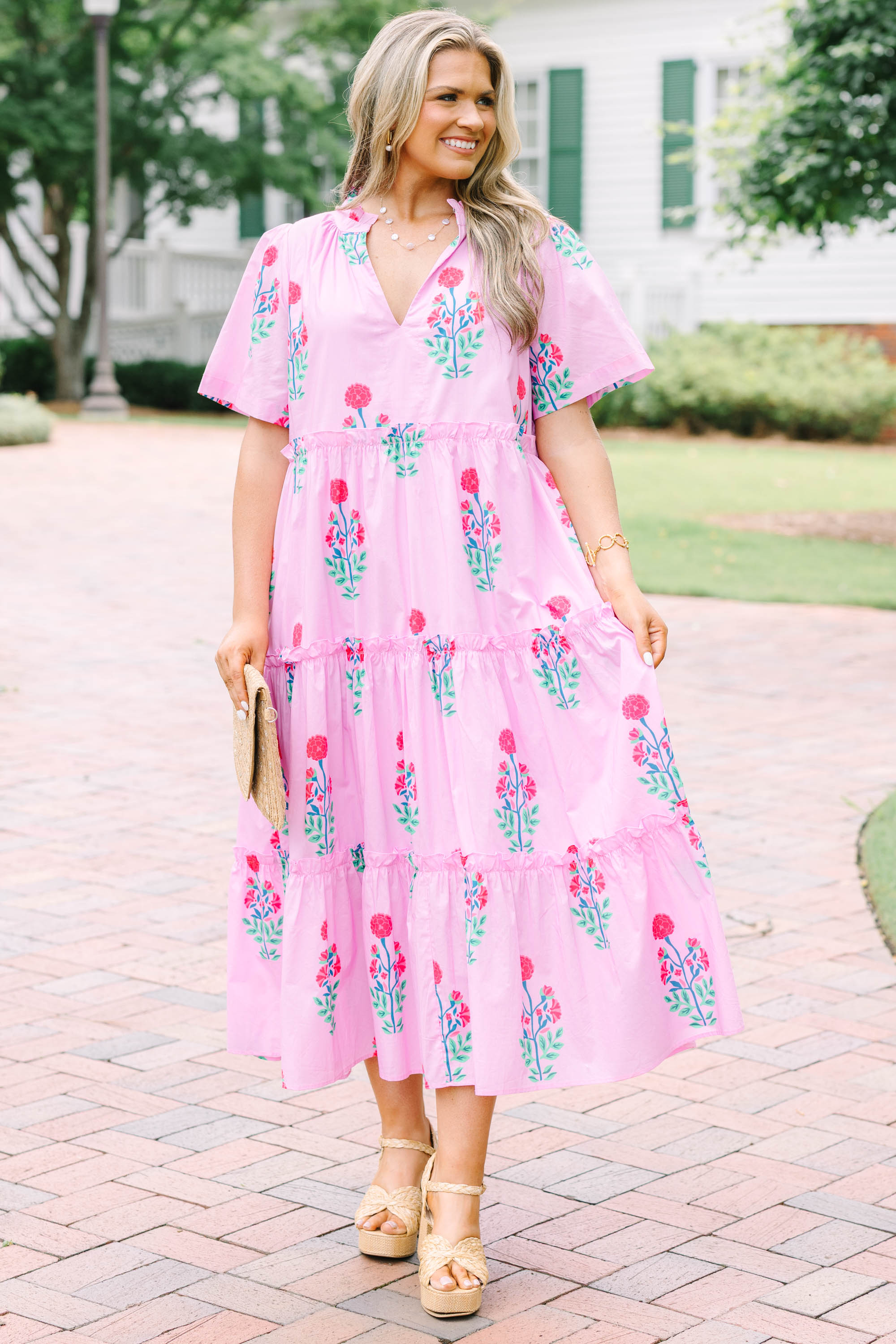 Straight Shot Dress, Fuchsia Floral