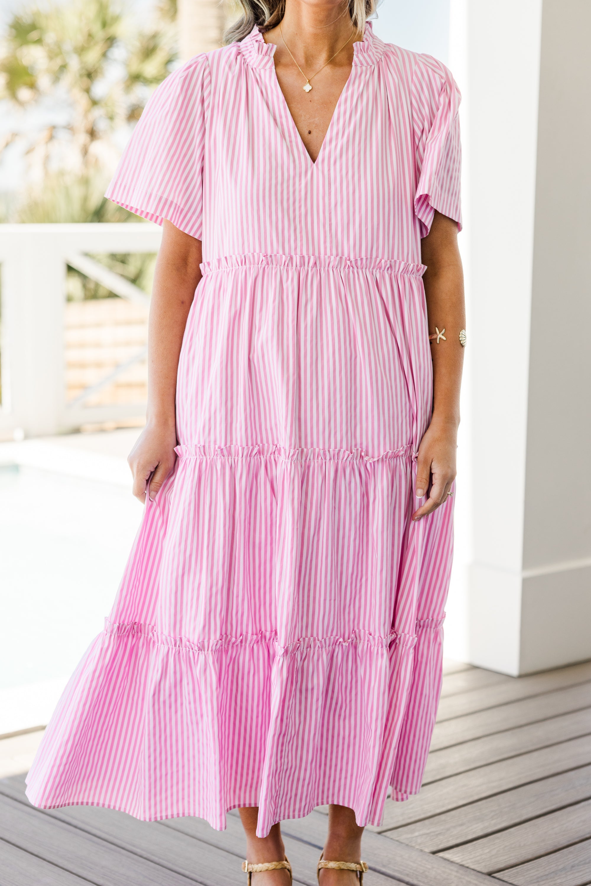 Straight Shot Dress, Pink Stripe