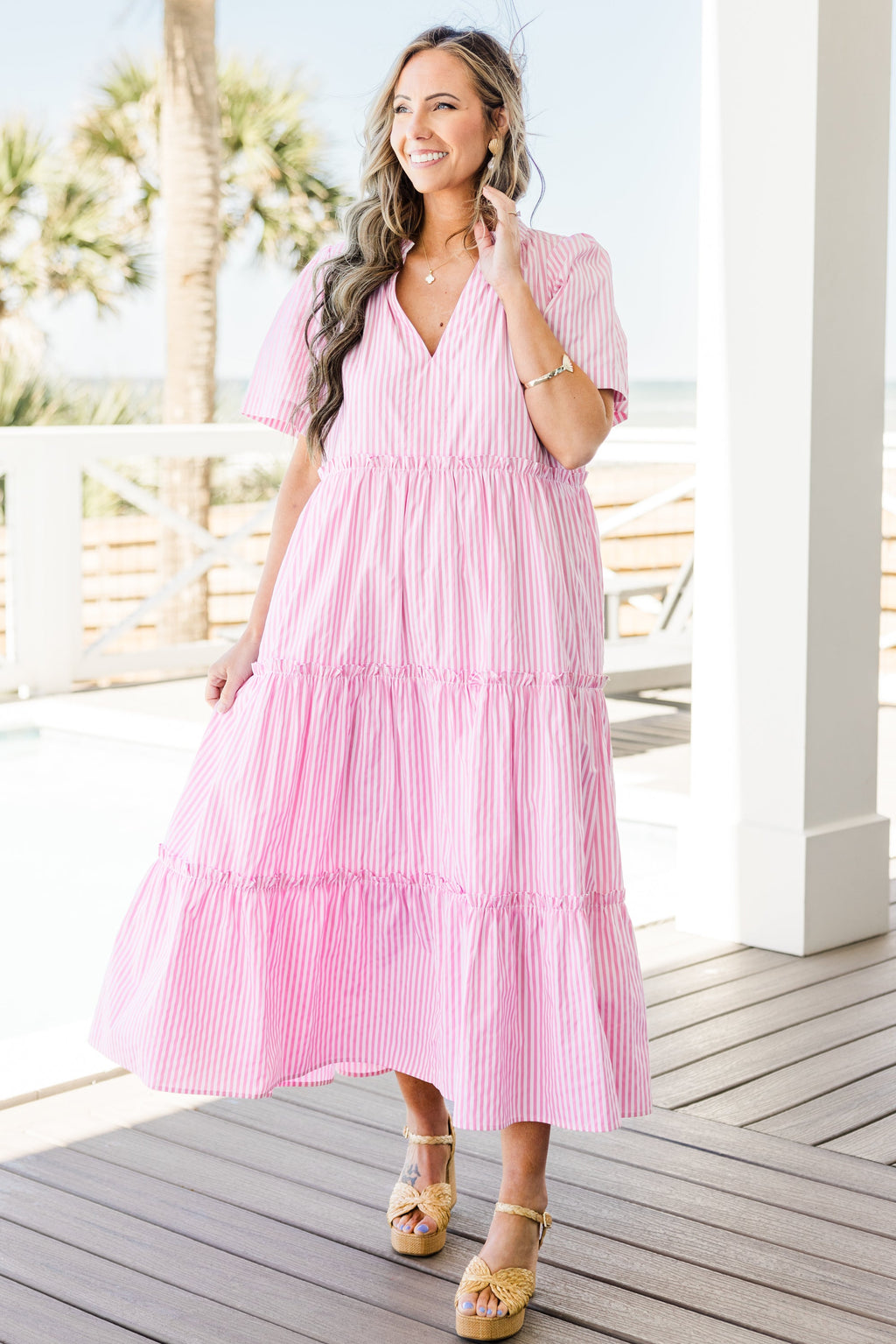 Straight Shot Dress, Pink Stripe