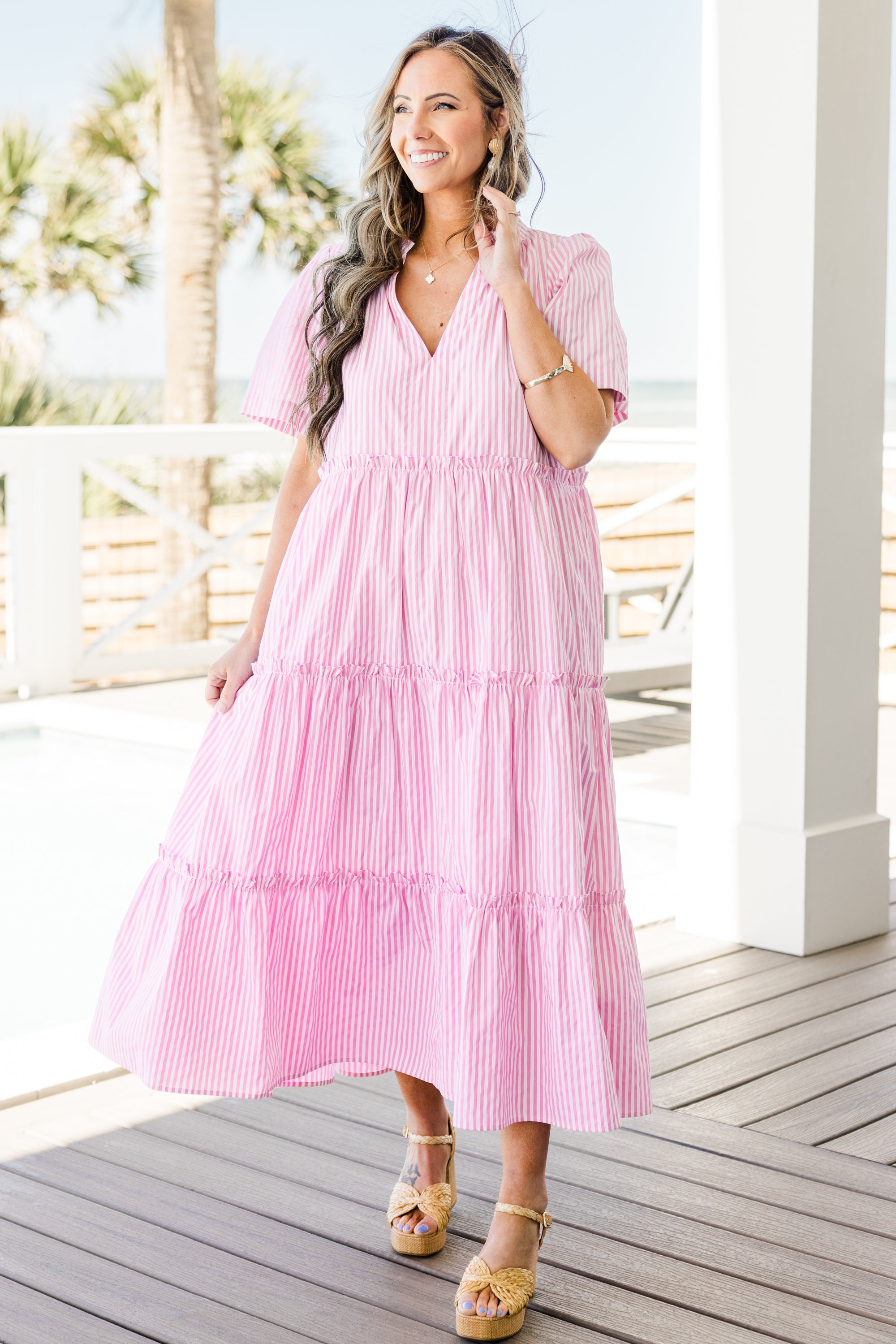 Straight Shot Dress, Pink Stripe