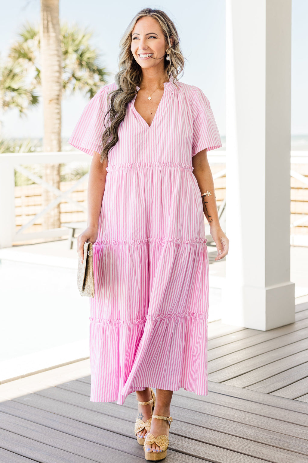Straight Shot Dress, Pink Stripe