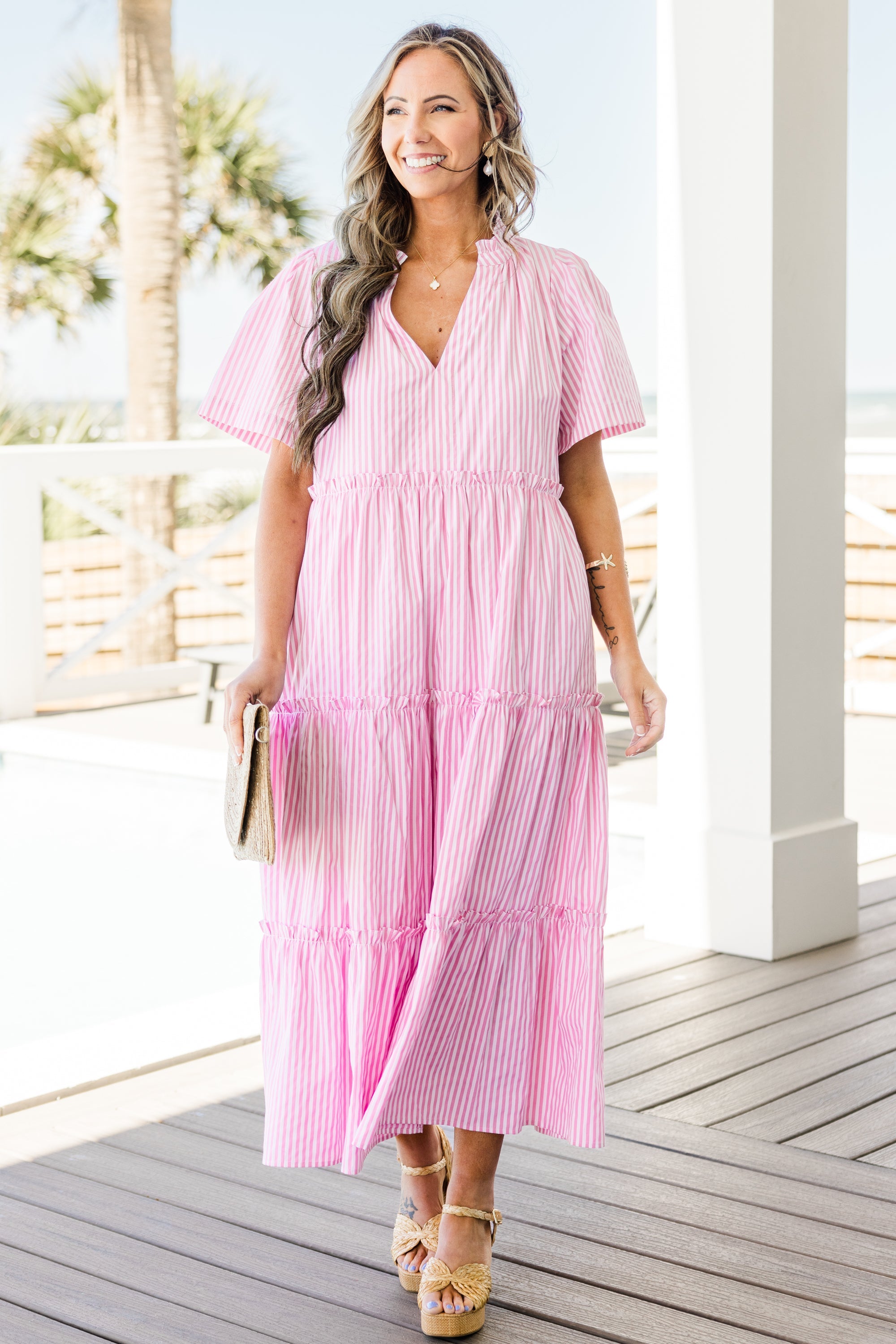 Straight Shot Dress, Pink Stripe