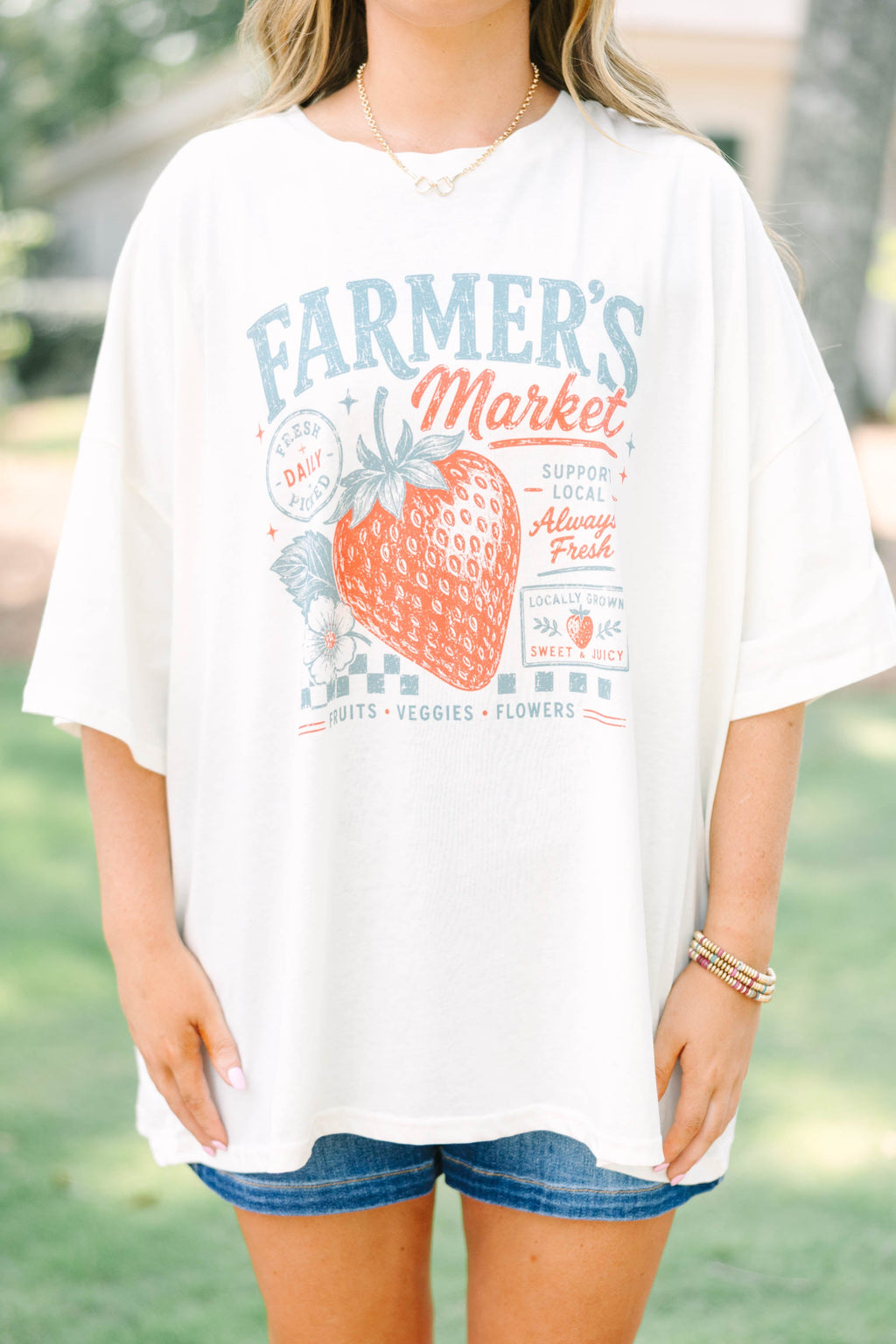 Strawberry Season Boyfriend Tee, Ivory
