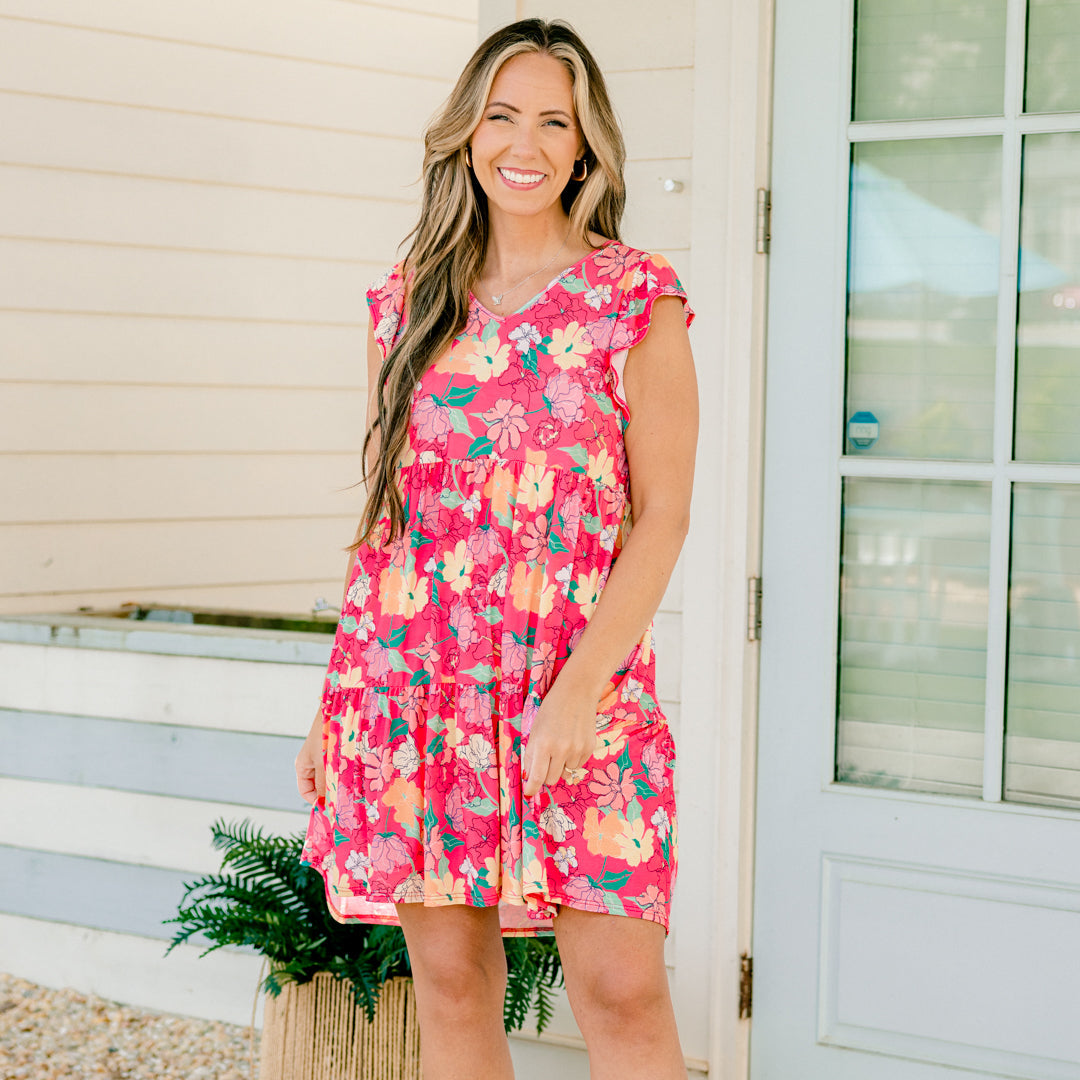 Strawberry Sorbet Dress, Hot Pink