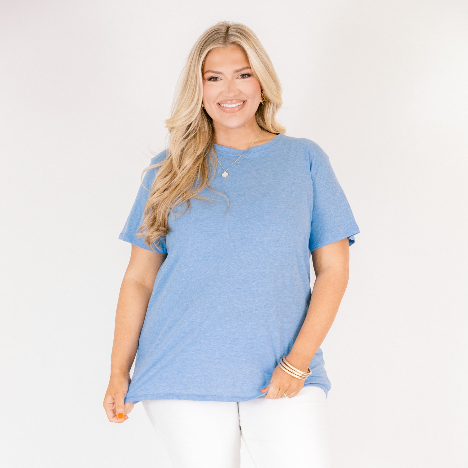 String of Luck Tee, Heather Ocean Blue