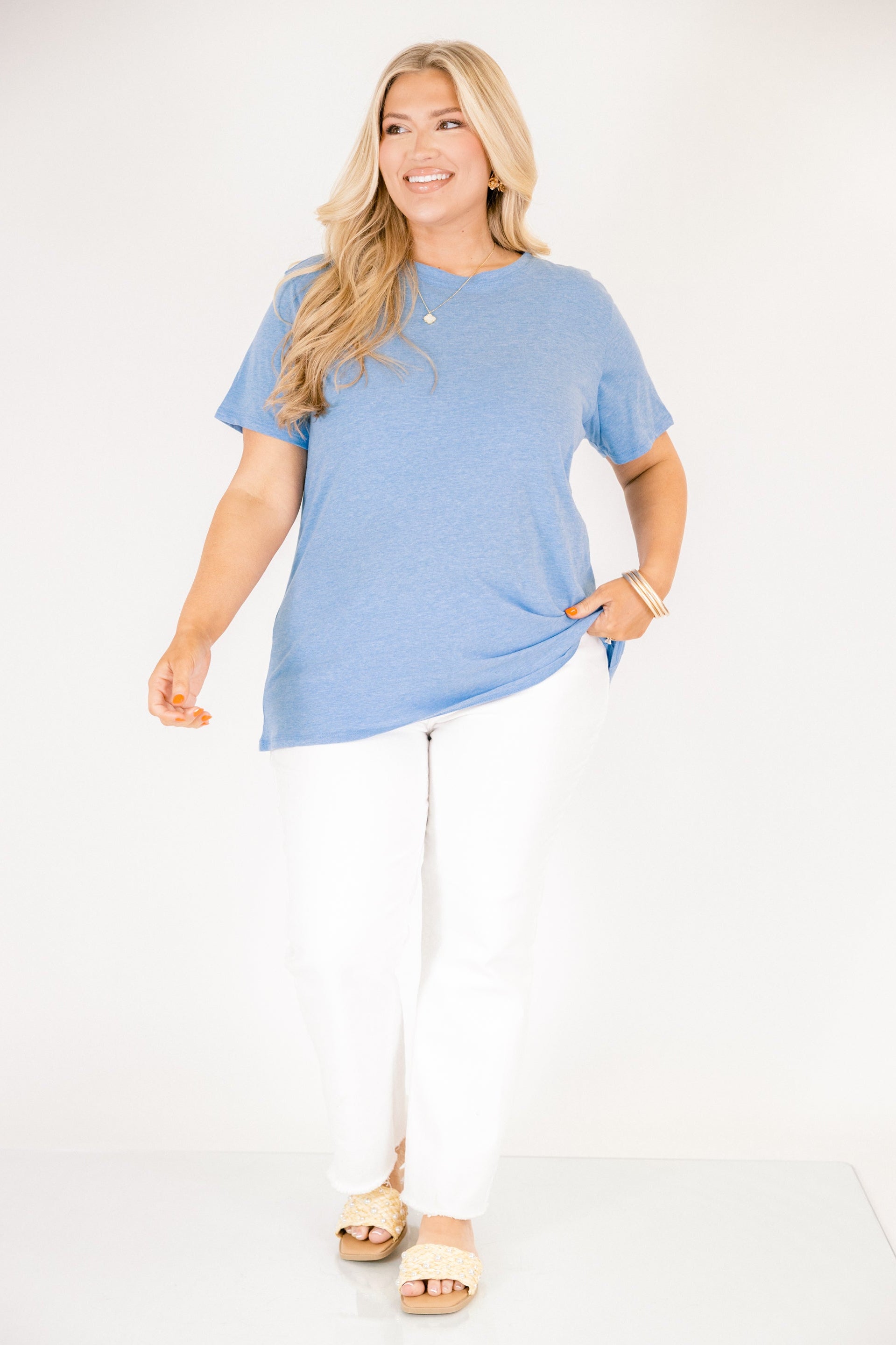 String of Luck Tee, Heather Ocean Blue