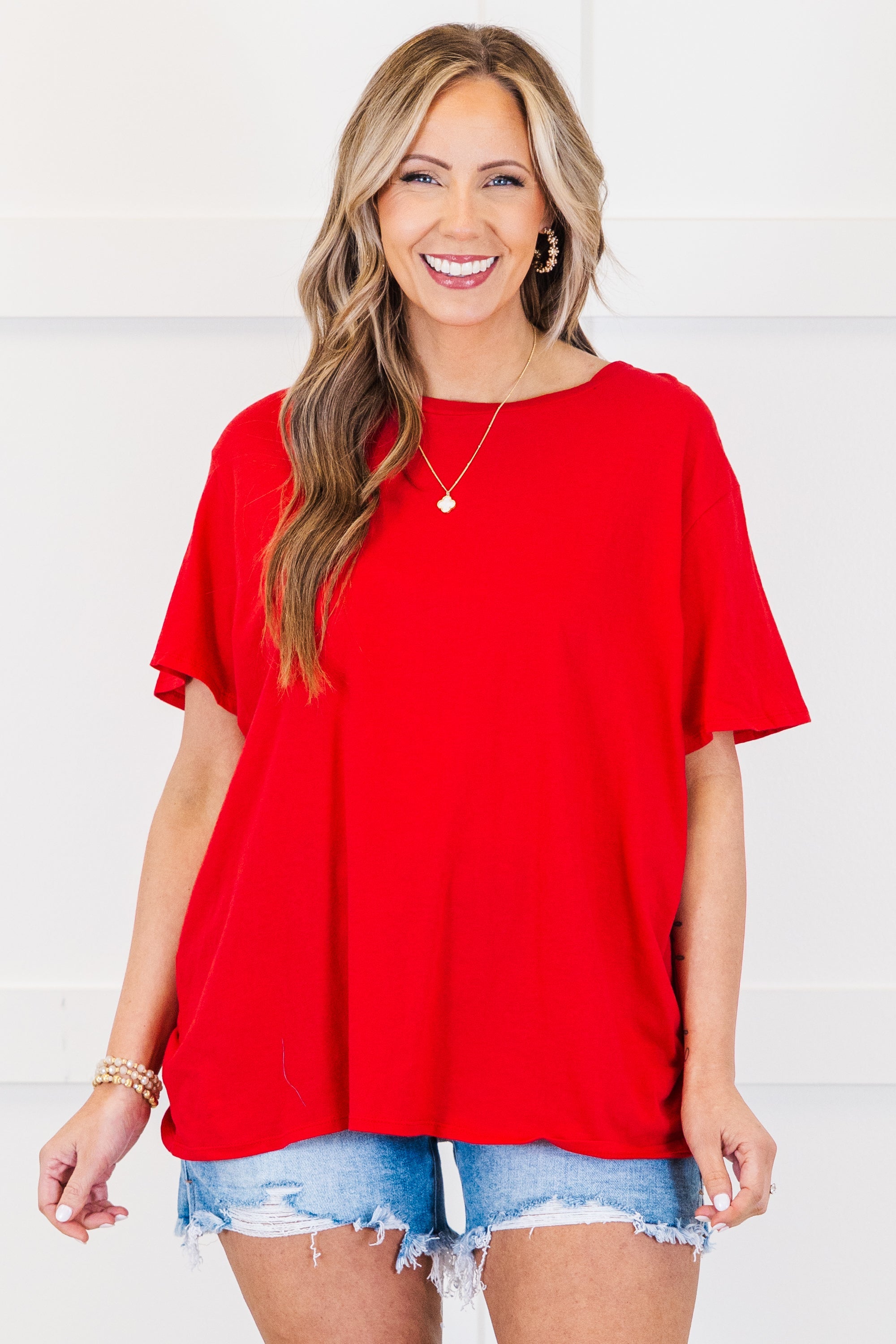 String Of Luck Tee, Ruby