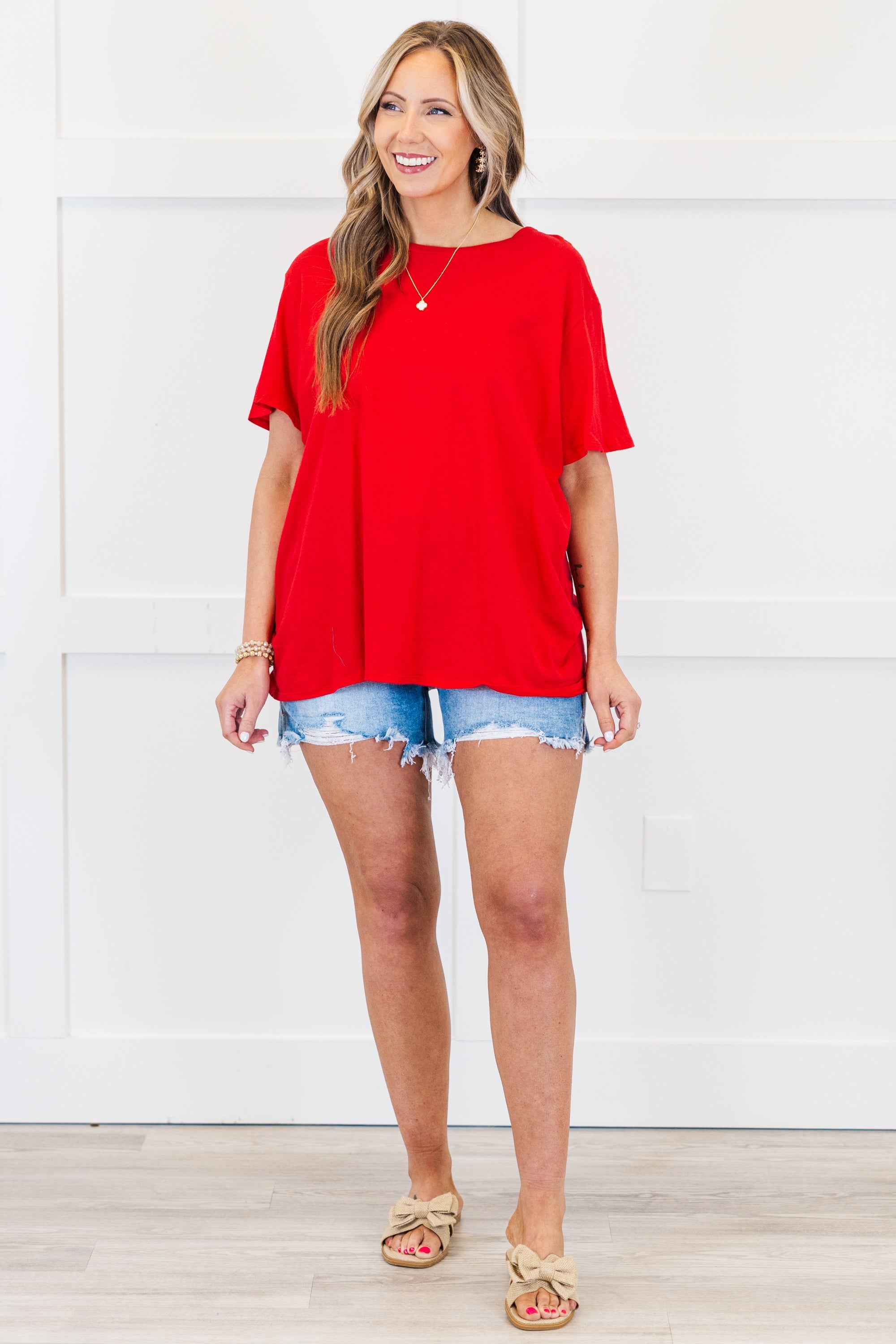 String Of Luck Tee, Ruby