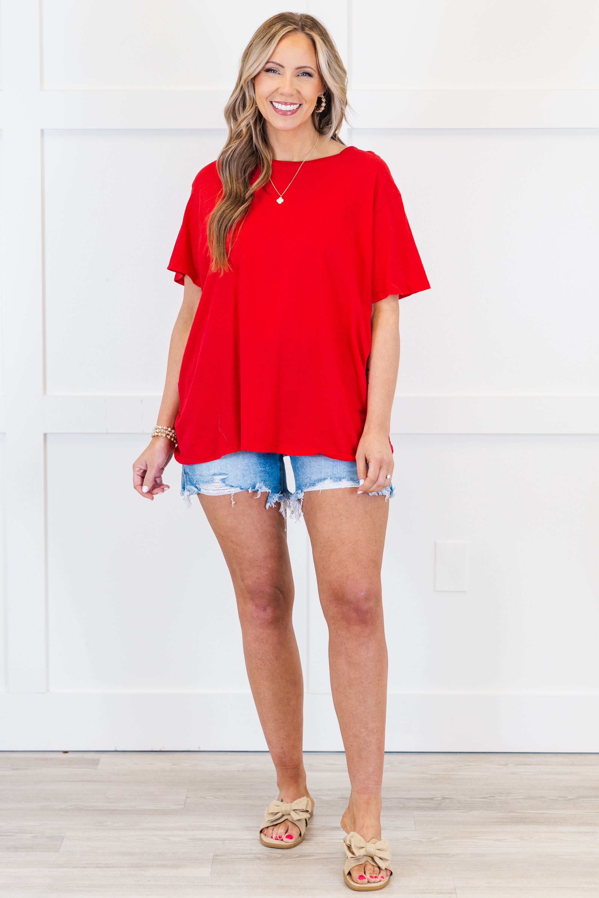 String Of Luck Tee, Ruby