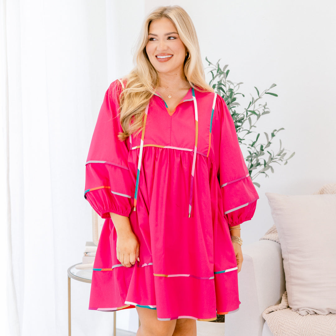 Stuck In Your Ways Dress, Fuchsia