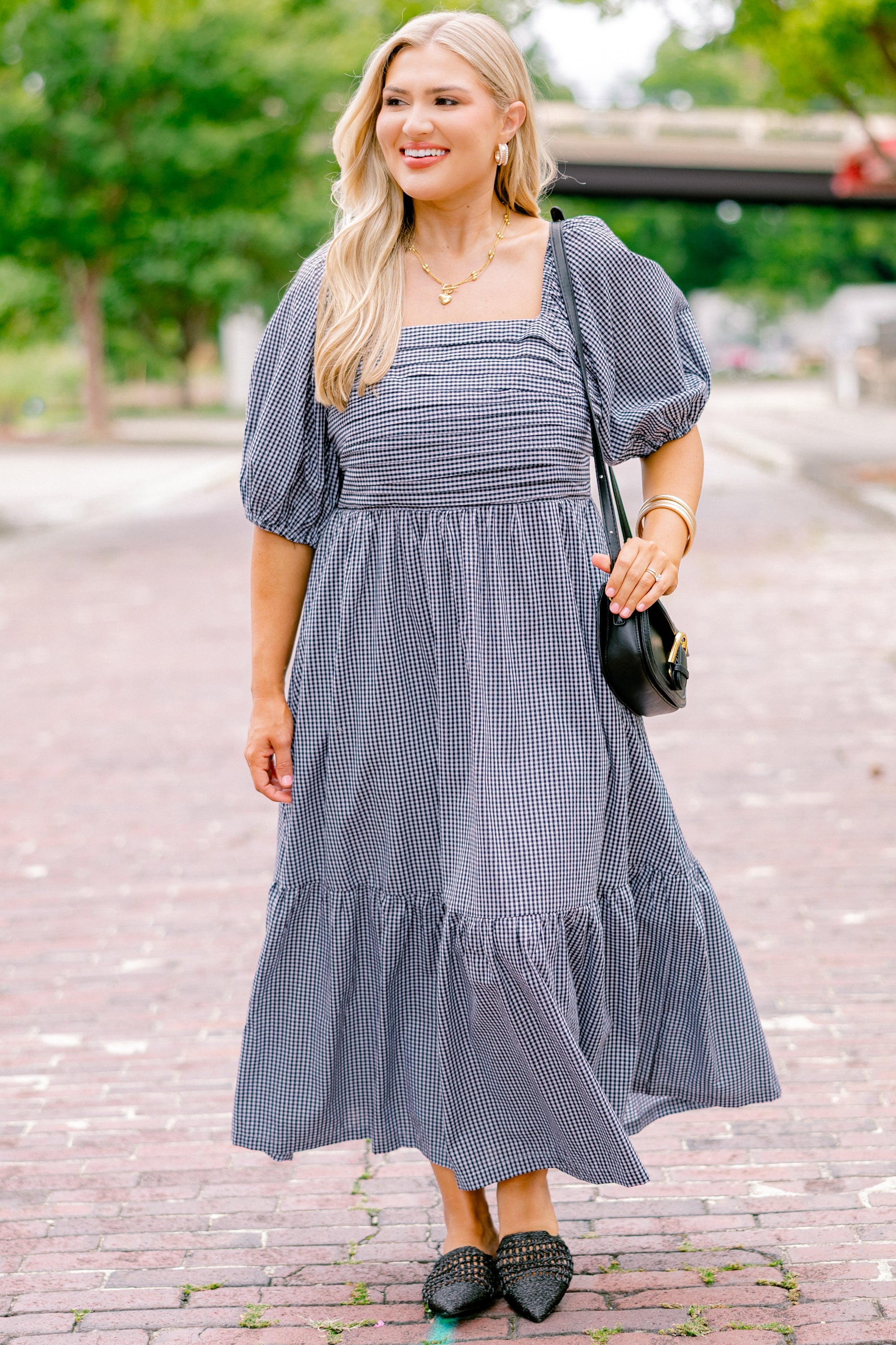 Stunning Views Dress, Black Gingham