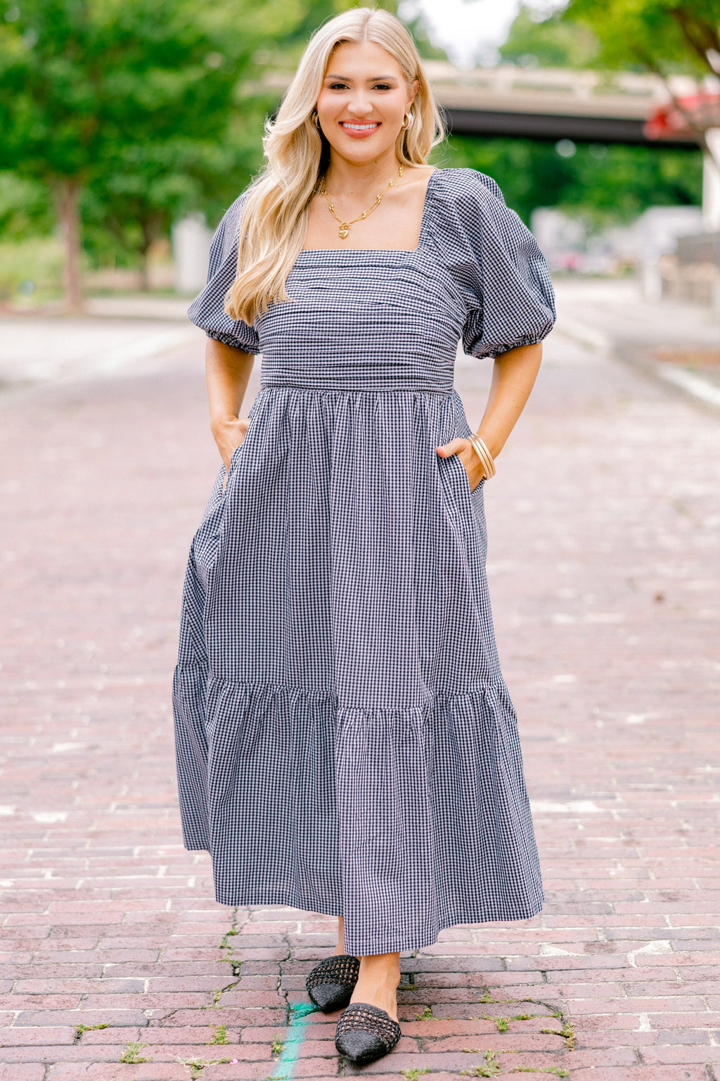 Stunning Views Dress, Black Gingham