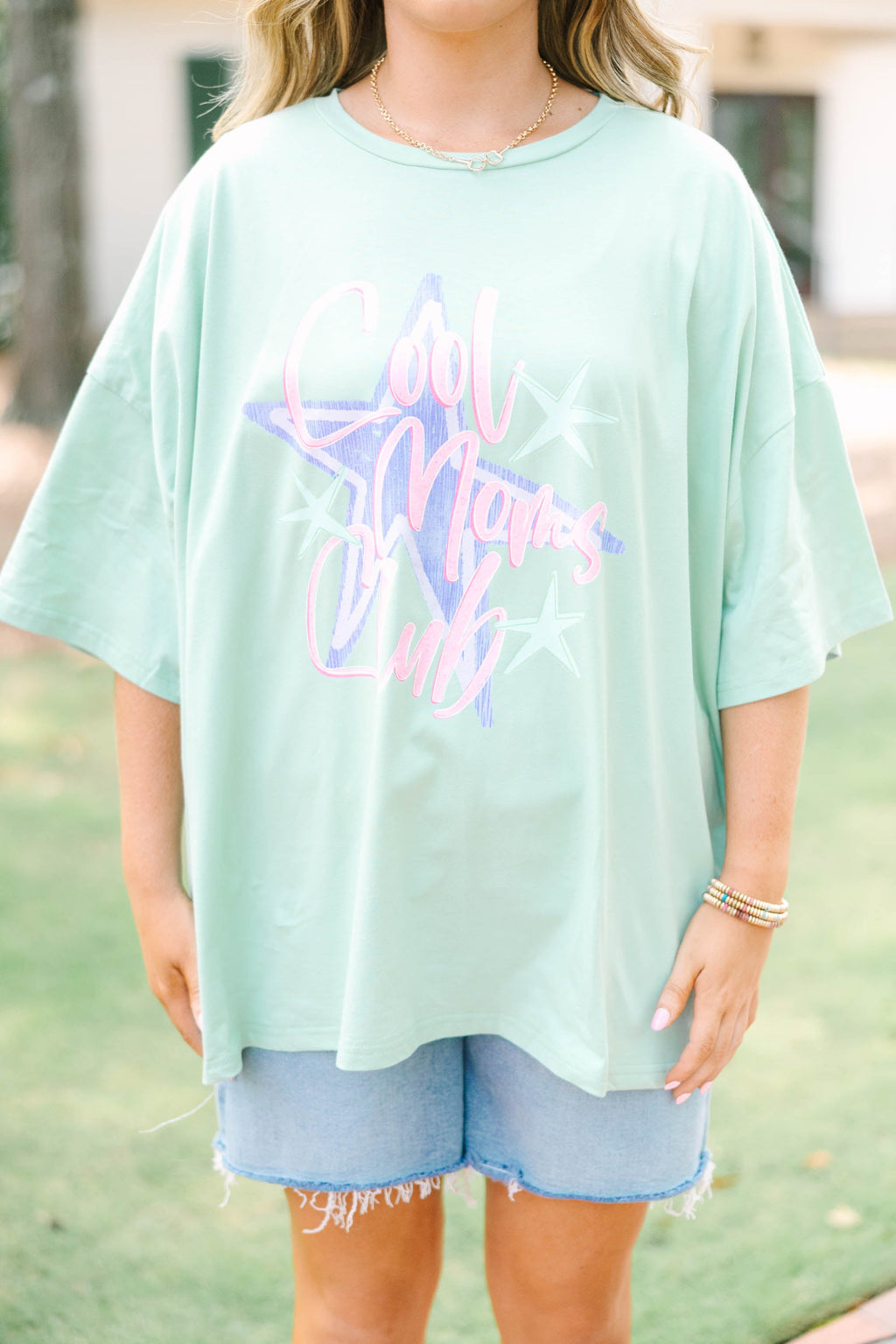 Stylish Mama Boyfriend Tee, Light Sage