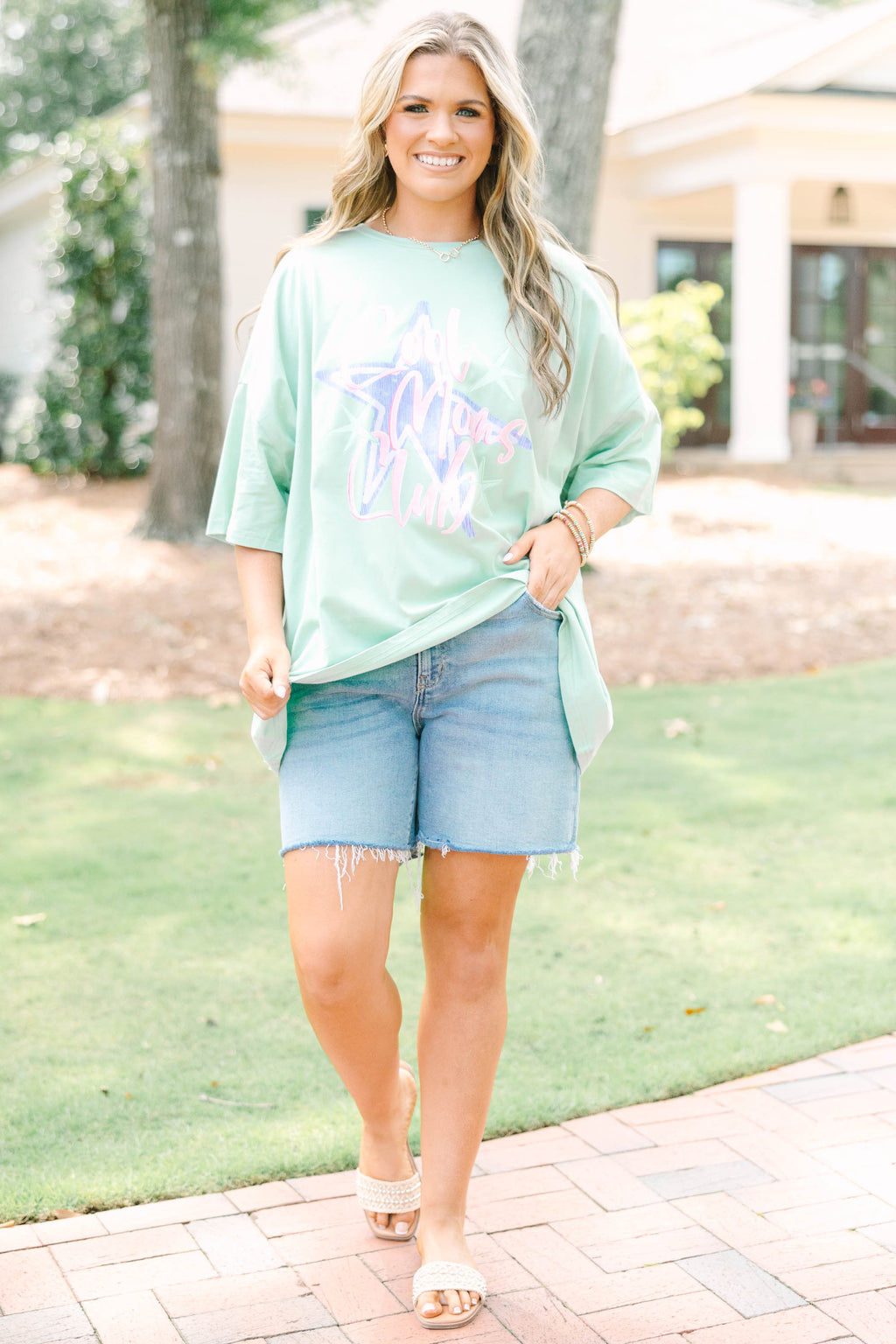 Stylish Mama Boyfriend Tee, Light Sage