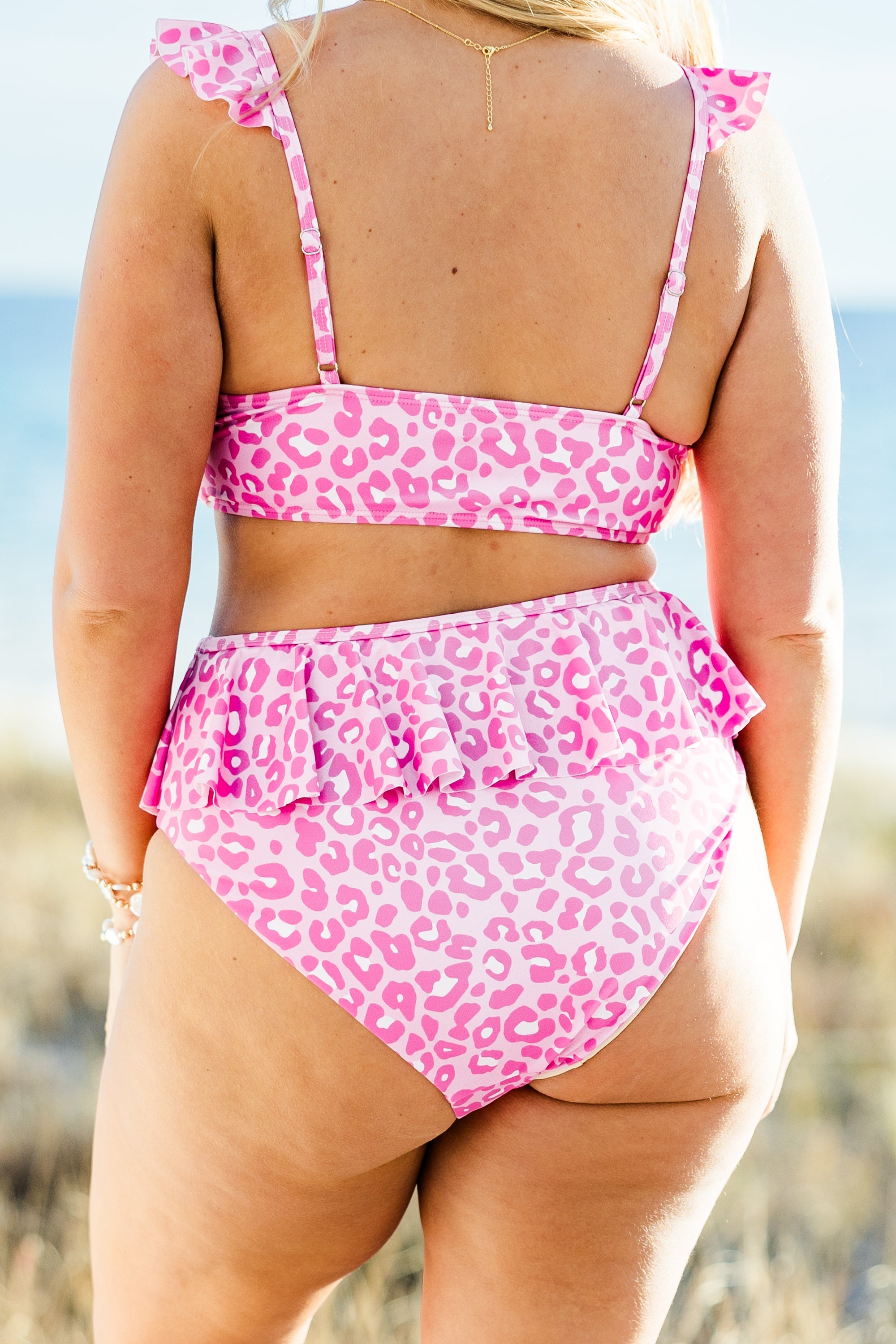 Sugar Sands Swim Top, Pink Leopard